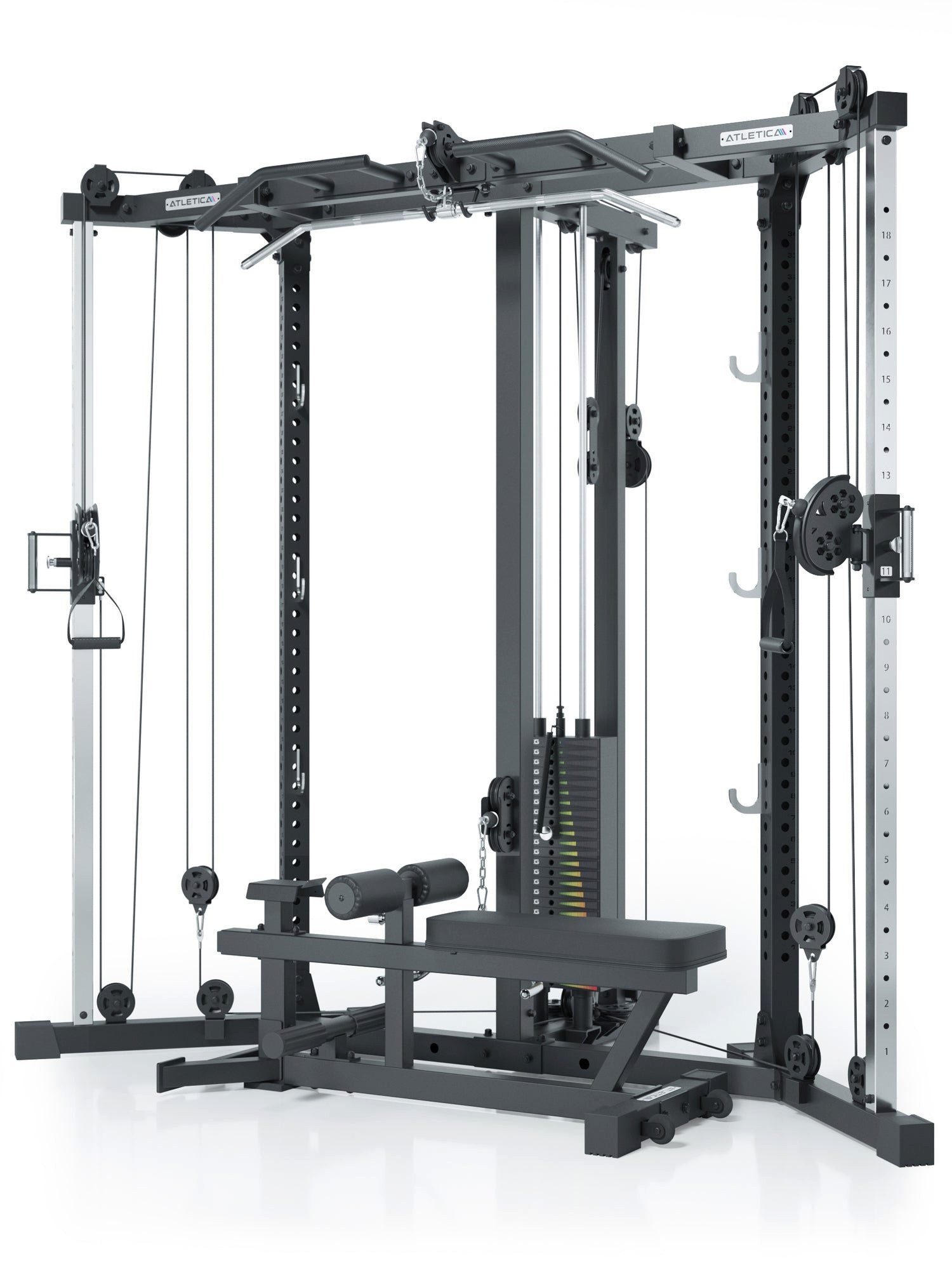 ATLETICA Power Rack Xtria, Kabelzugstation, 125kg Gewichtsblock