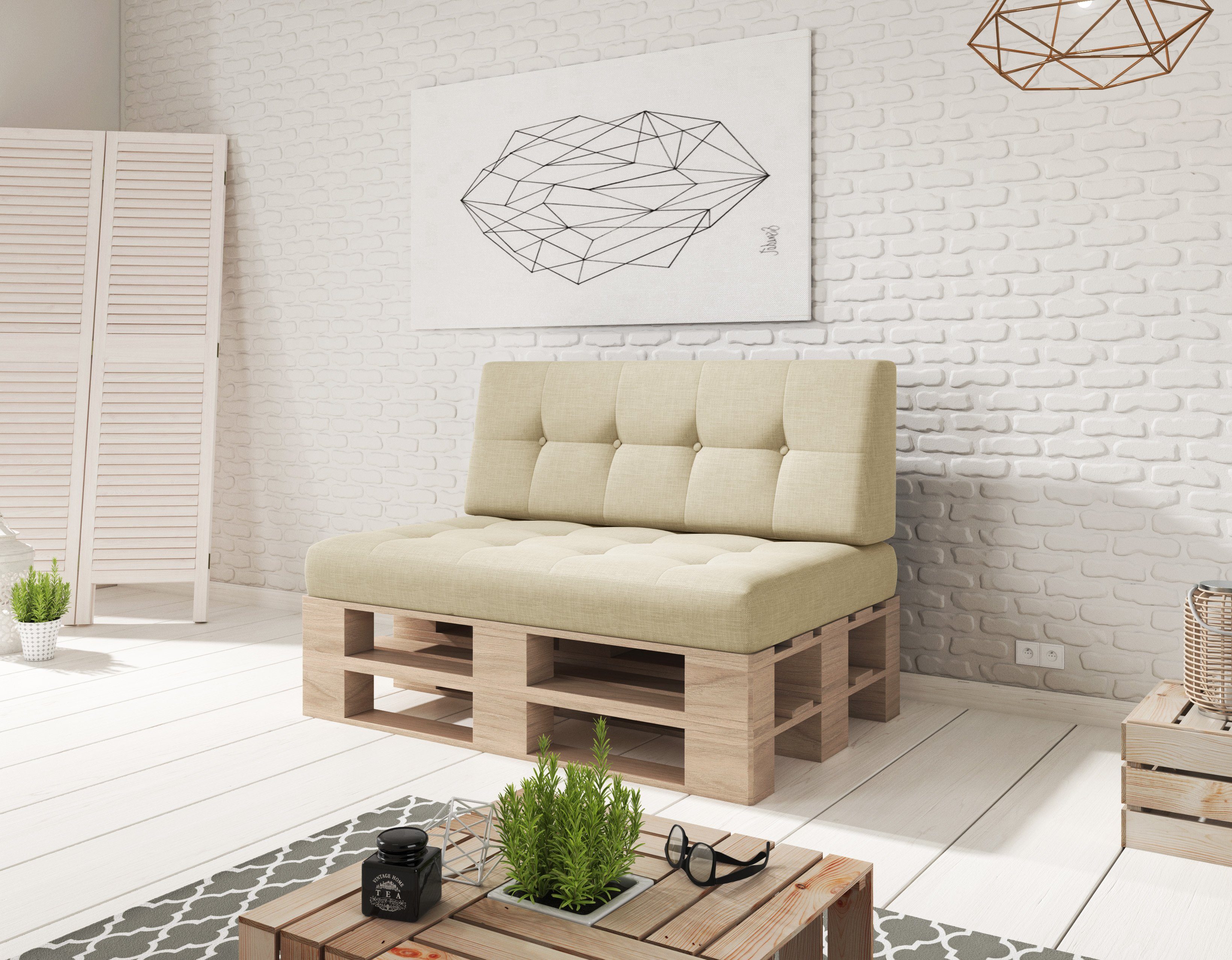 sunnypillow Palettenkissen Palettenkissen VERONA 2er Set, palettenmöbel palettencouch polsterauflage