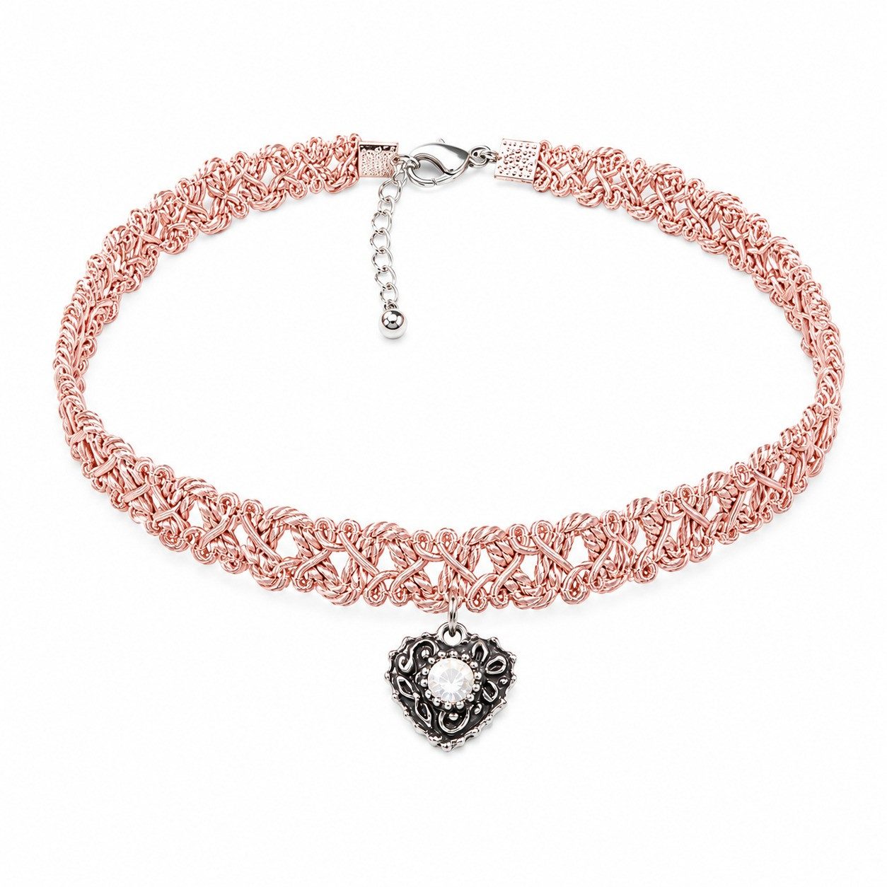 LUISIA® Collier Spitzen Kropfband "Malina" Herzanhänger mit Swarovski® Elements (inkl. Schmuckbox)