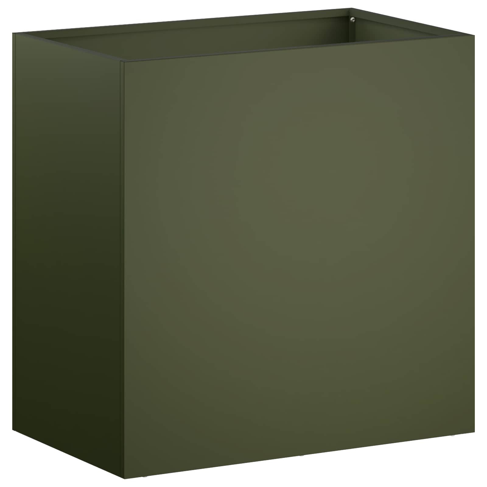 vidaXL Blumentopf Garten-Pflanzgefäß Olivgrün 50 x 30 x 40 cm Kaltgewalzter Stahl (1 St)