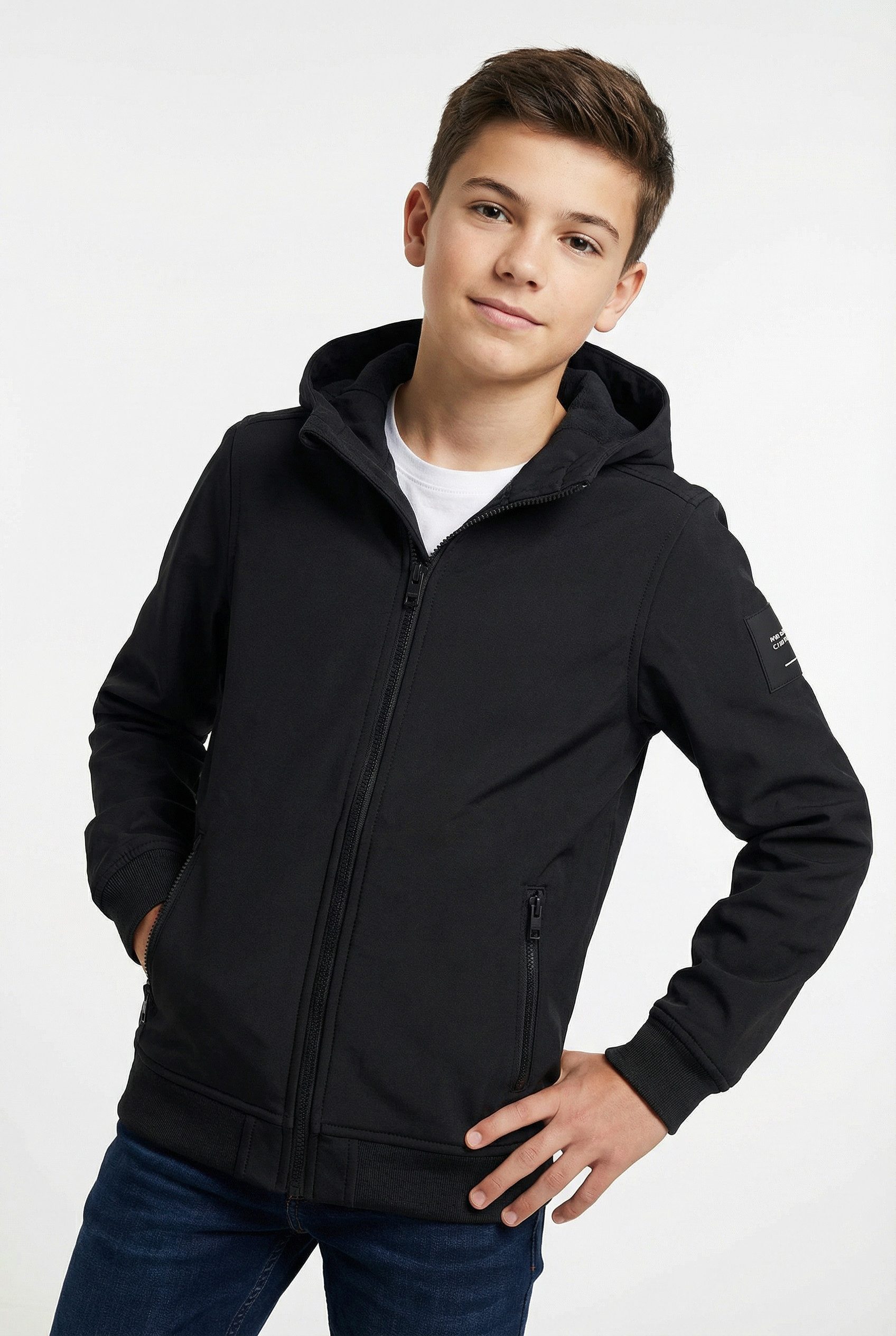 Jack & Jones Junior Softshelljacke JJEBASIC ideal für Übergang, wasserabweisend unifarben, casual, regular fit, Kapuze