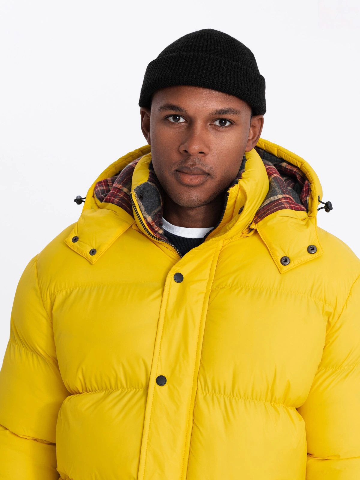 OMBRE Winterjacke Pufferjacke mit Karofutter