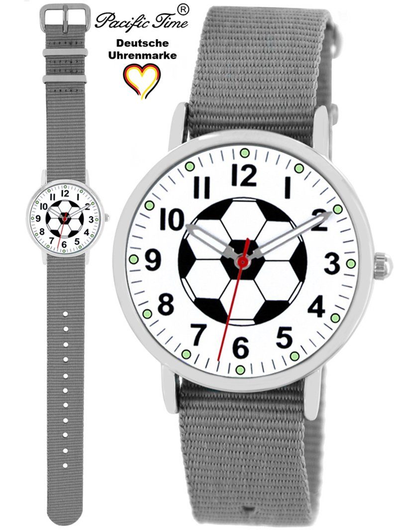 Versand Gratis Match und Time Kinder Armbanduhr Quarzuhr grau Mix Fußball Design Wechselarmband, - Pacific