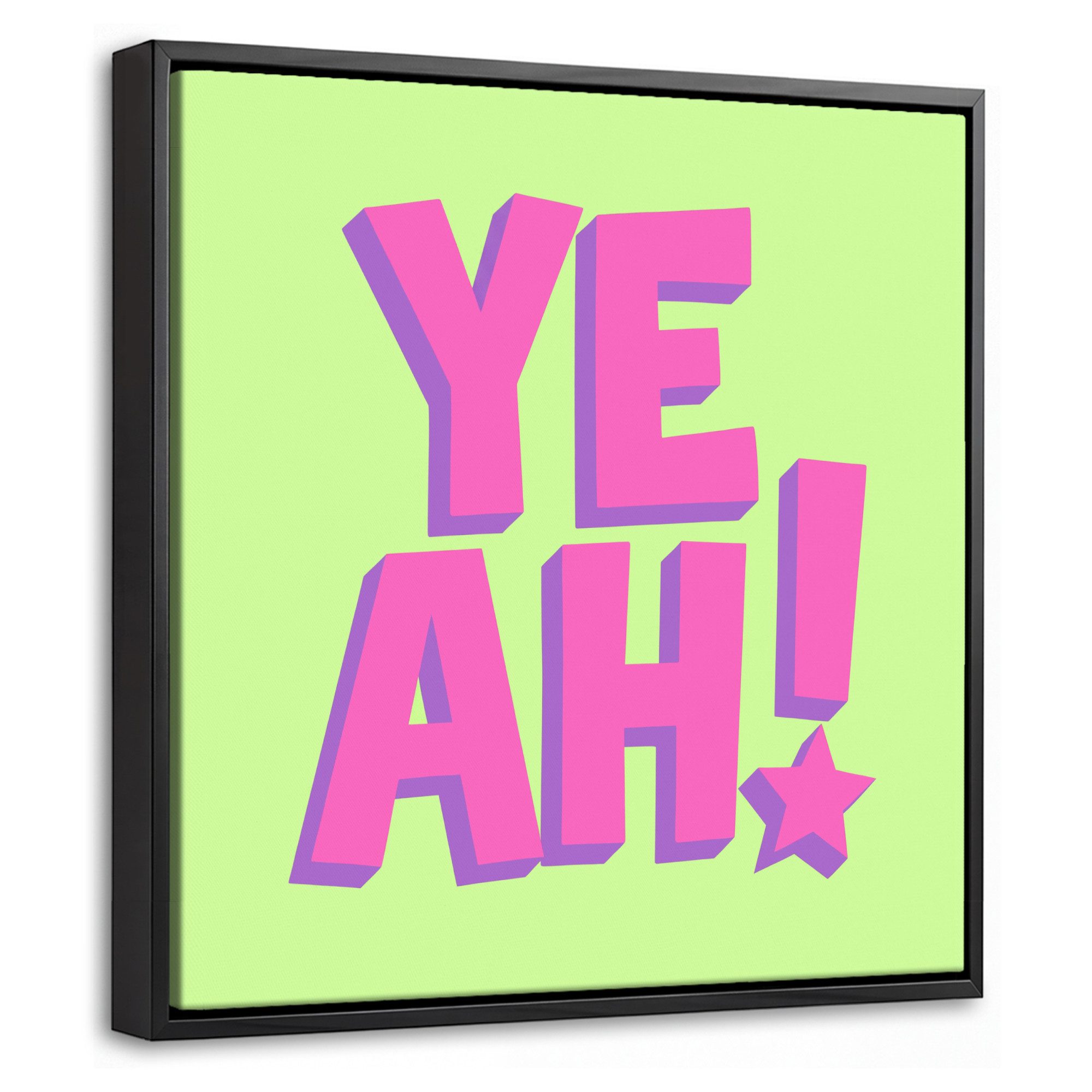 OneMillionCanvasses® Leinwandbild mit Rahmen - Grün - Neon - Zitat, Fotodruck (1 St), Leinwand Bilder Klein, Wand Dekoration Aesthetic 20x20cm