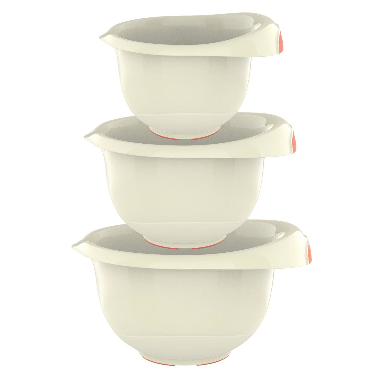 Engelland Rührschüssel 3er Set Backschüsseln mit Griff, Salatschüsseln, Kunststoff, (Vorteils-Set, 3-tlg), robust, BPA-frei, stapelbar, rutschfeste Silikonfüße, Einhandausguss