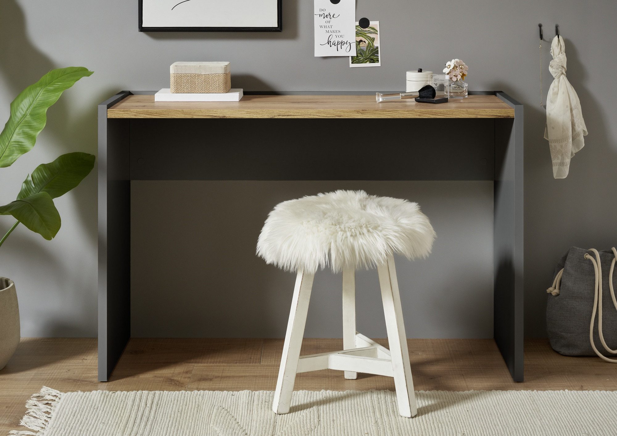 Beauty.Scouts Schminktisch Frisierkonsole "Style" - Anthrazit / Eiche, 120 x 78 x 40cm