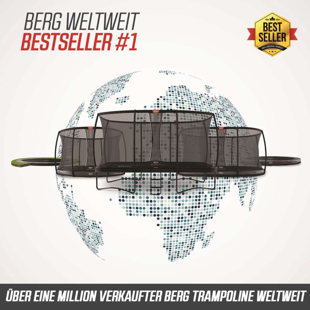 Berg Gartentrampolin BERG Trampolin rund Champion Regular 430 Grau + Sicherheitsnetz DLX XL