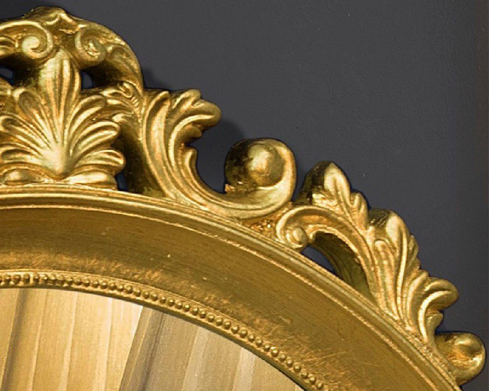 ASR Rahmendesign Barockspiegel Perlesreut Blattgold Rund, handgefertigt, runder Rahmen
