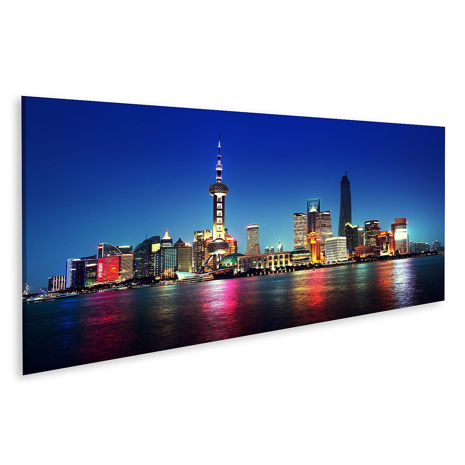 islandburner Leinwandbild Bild auf Leinwand Shanghai Nacht Neon China Wandbild Leinwandbild Wand