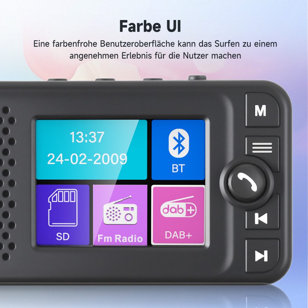 Hikity DAB+ Auto Radio Adapter mit 2,4" Display, BT & FM-Sender Autoradio (Digitalradio (DAB)
