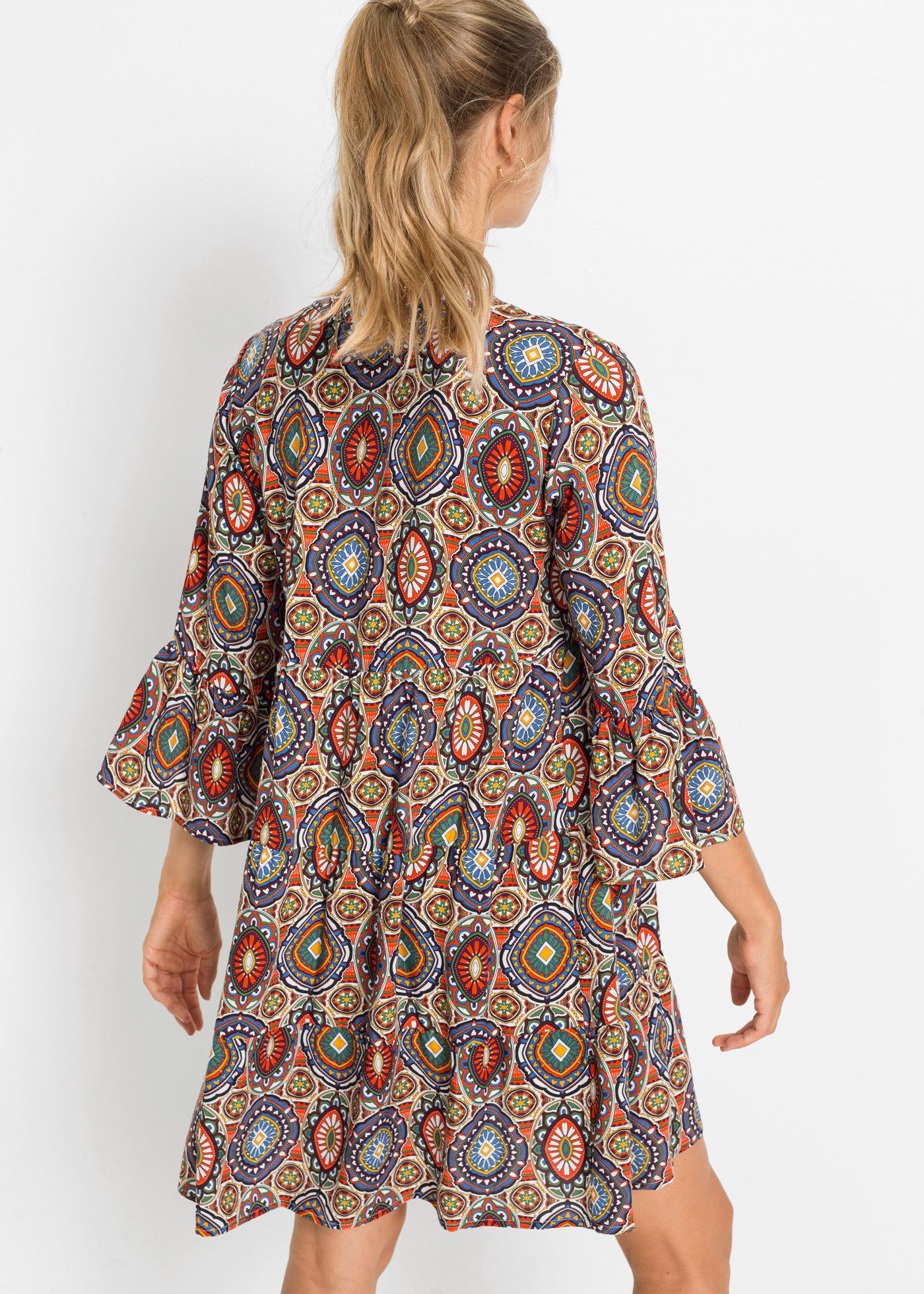 bonprix Minikleid für eleganten Auftritt, aus Viskose, in A-Linie, mit 3/4-Ärmeln