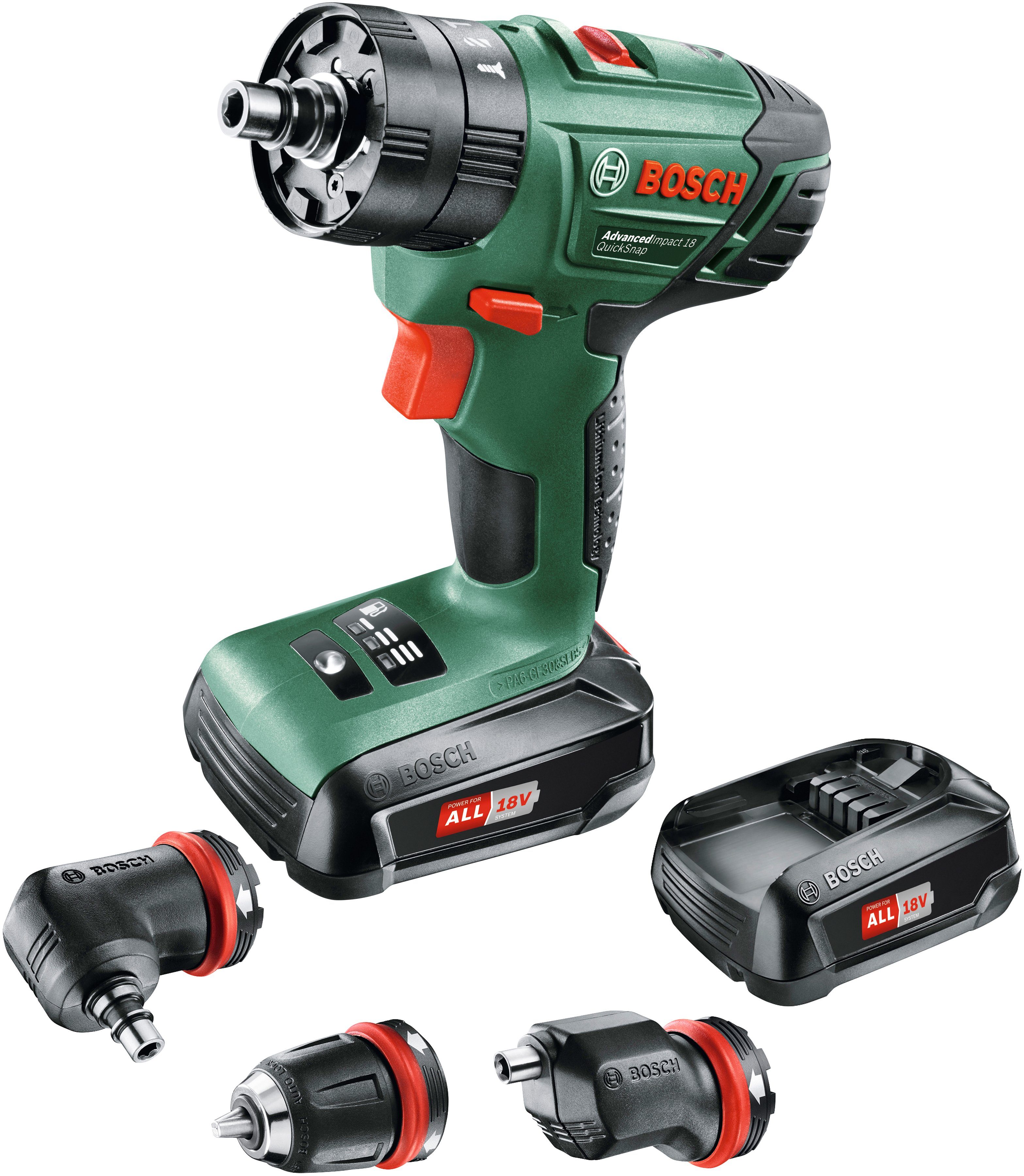 Bosch Home & Garden Akku-Schlagbohrmaschine AdvancedImpact 18, (Set), QuickSnap, inkl. 2 Akkus