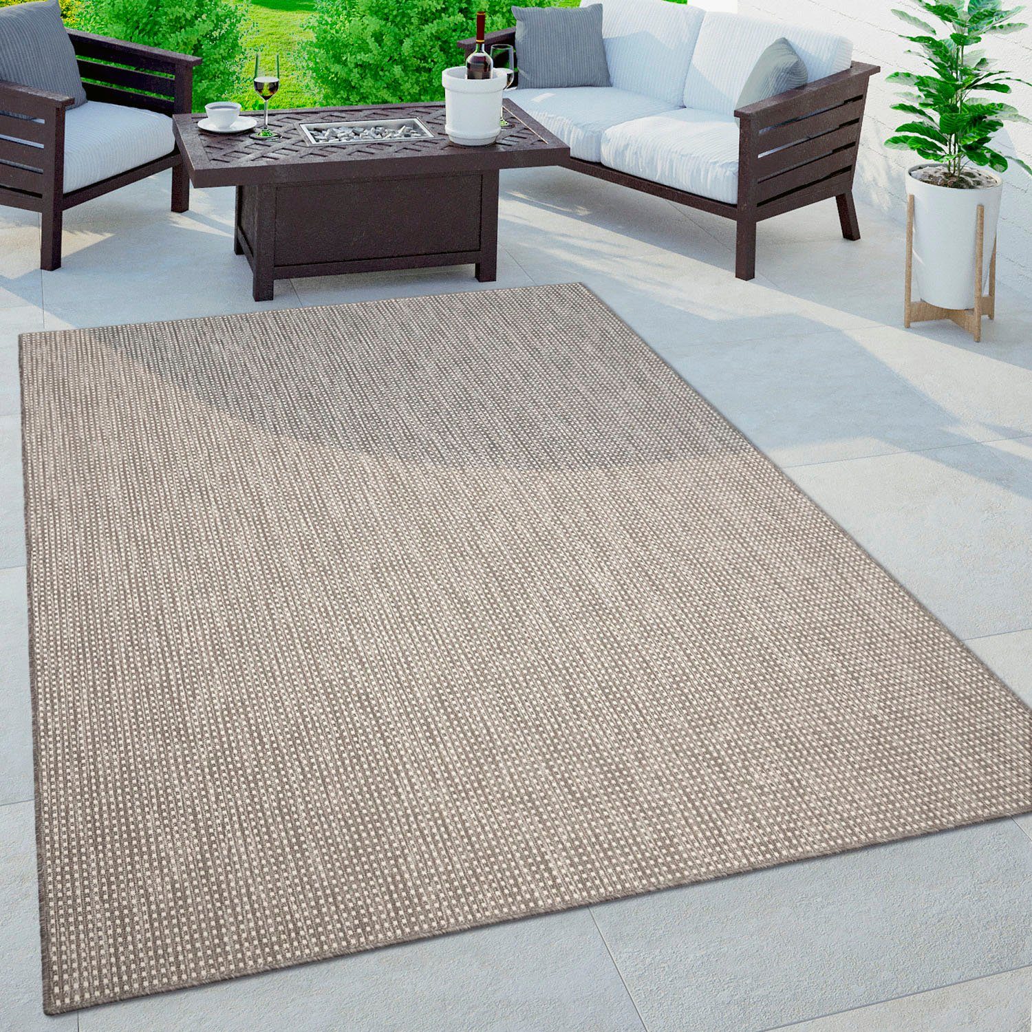 Teppich Napoli Wohnzimmer Home, grau 777, meliert, Outdoor Höhe: Flachgewebe, rechteckig, 4 mm, und In- Paco geeignet