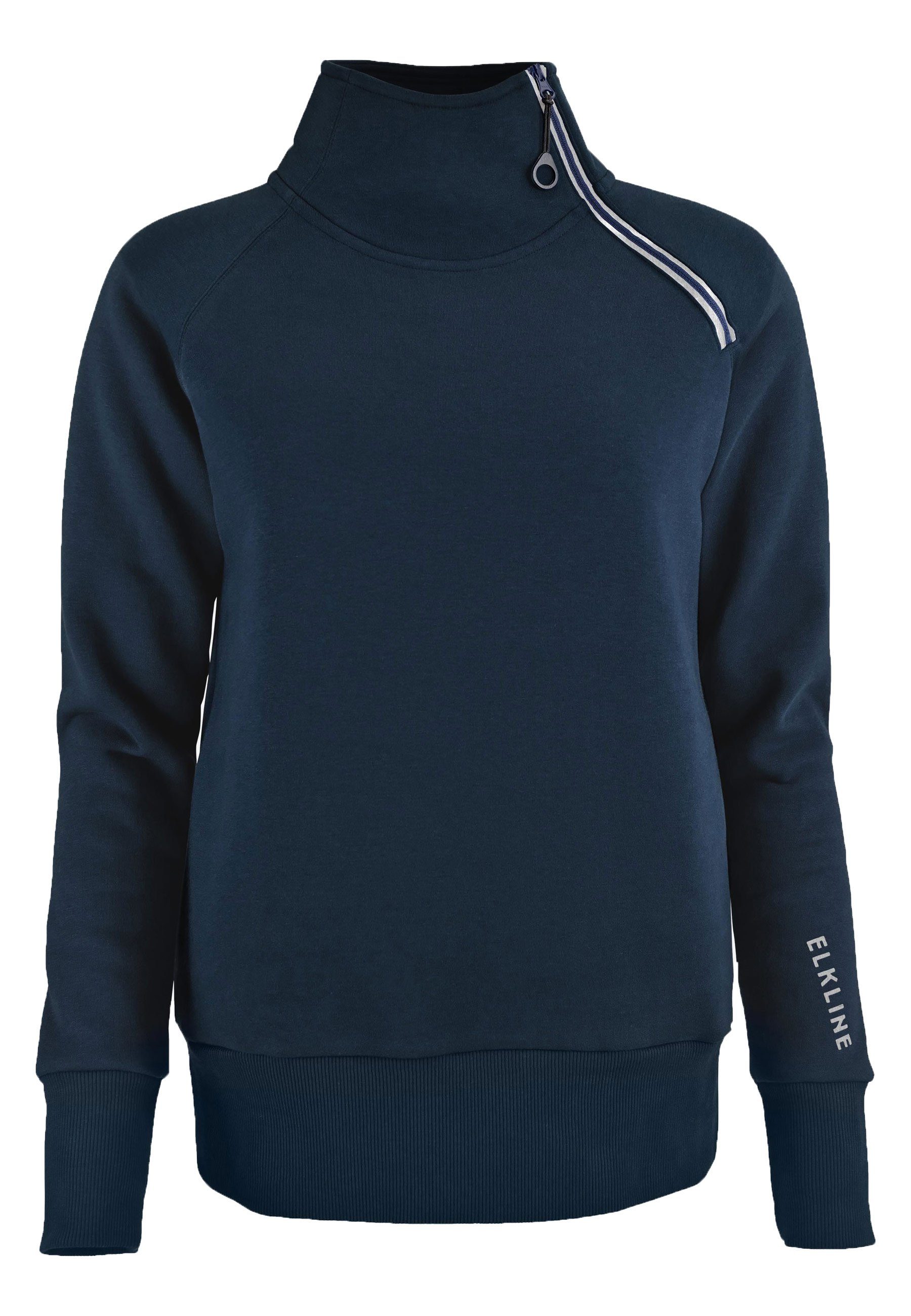 Elkline Sweatshirt Performance Stehkragen mit Reißverschluss und Seitentaschen blueshadow
