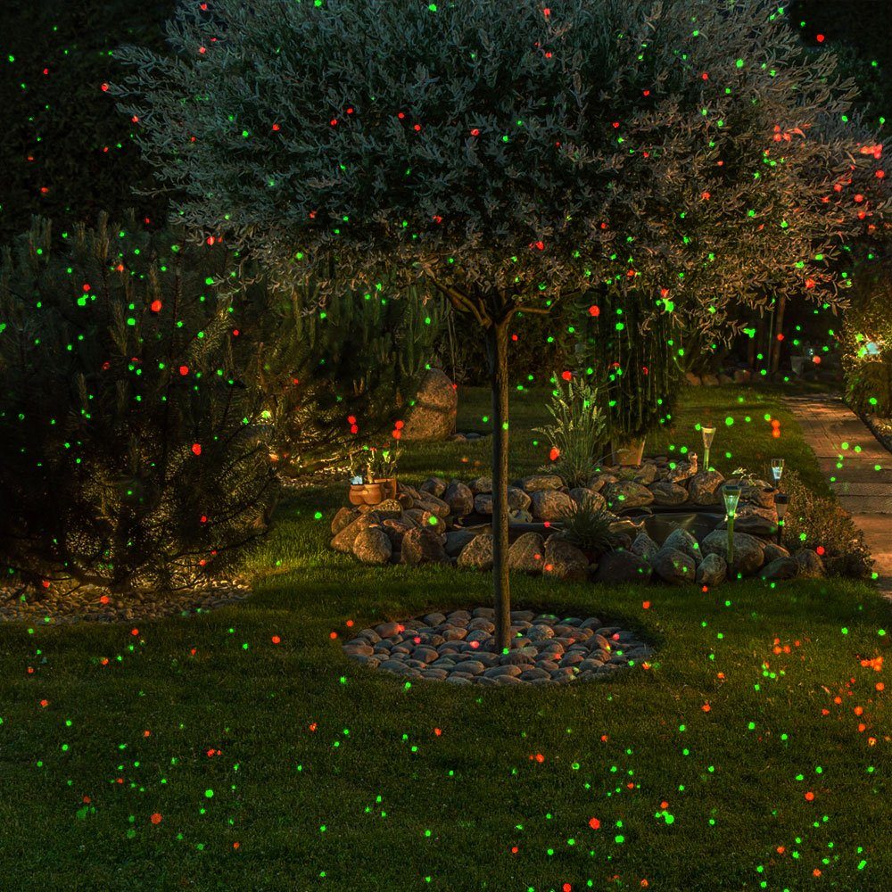 etc-shop LED-Leuchtmittel Farbwechsel, Effekte LED Außen Leuchte Rot, Gartenstrahler, Garten Grün, verbaut, Hauswand Laser Steck fest Licht