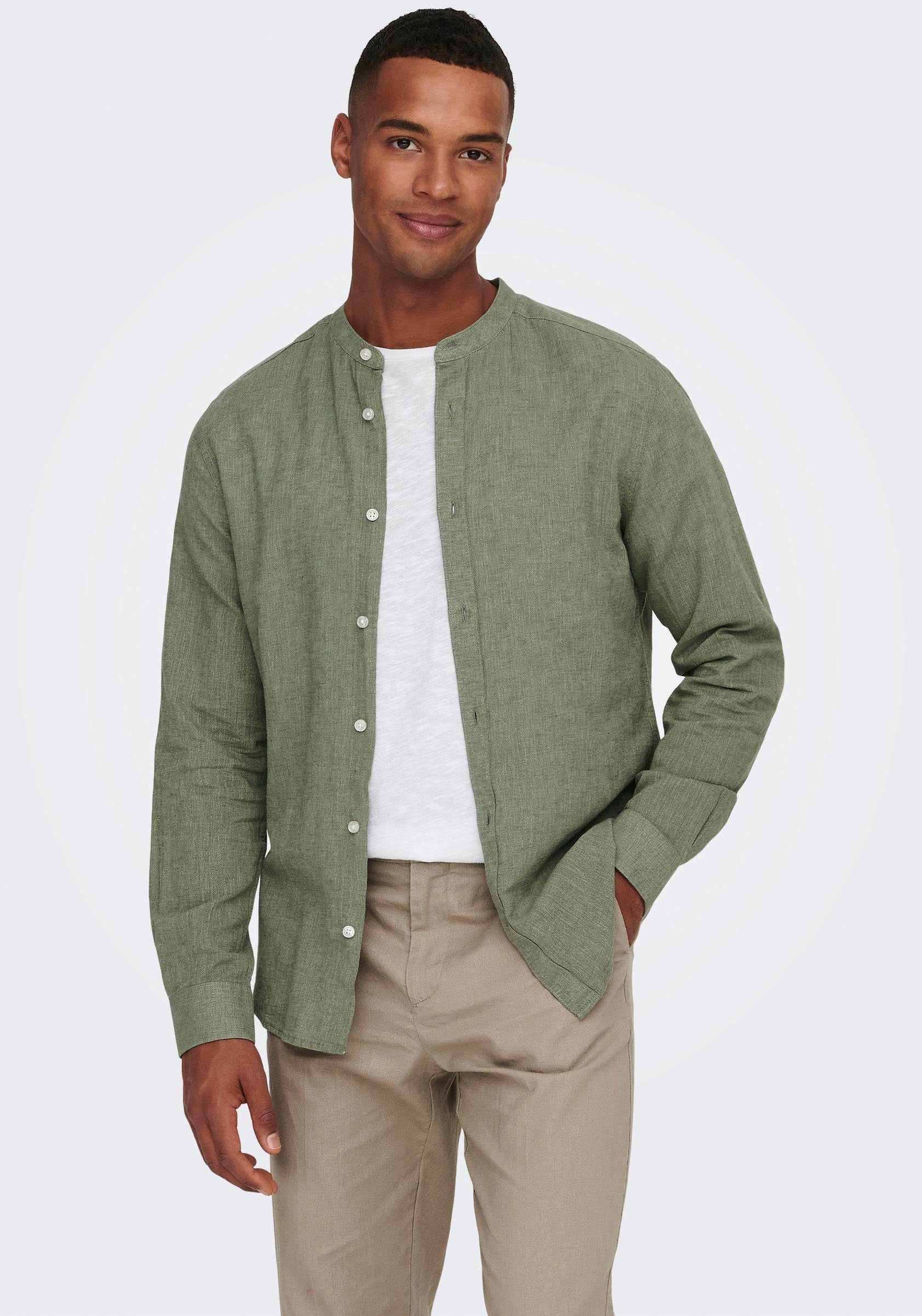Langarmhemd ONSCAIDEN LS SOLID LINEN MAO SHIRT NOOS