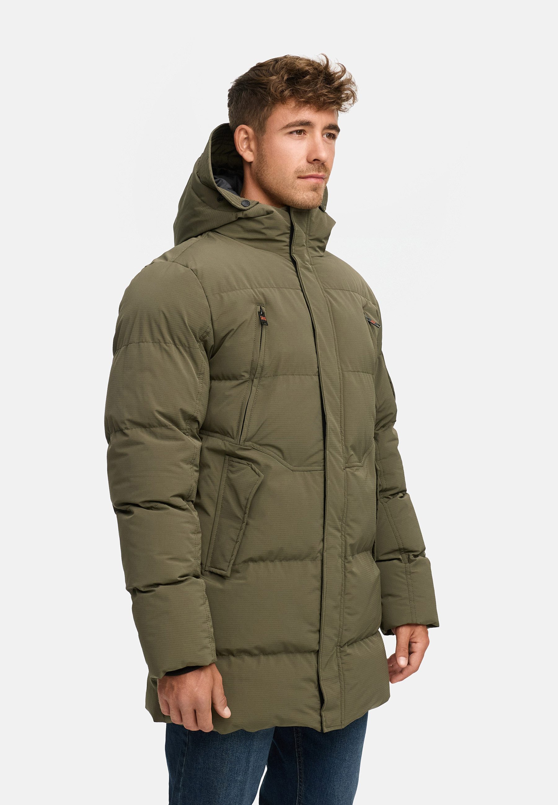 Indicode Winterjacke Herren INBoulton Jacke Winter Herrenjacke mit Kapuze und Taschen
