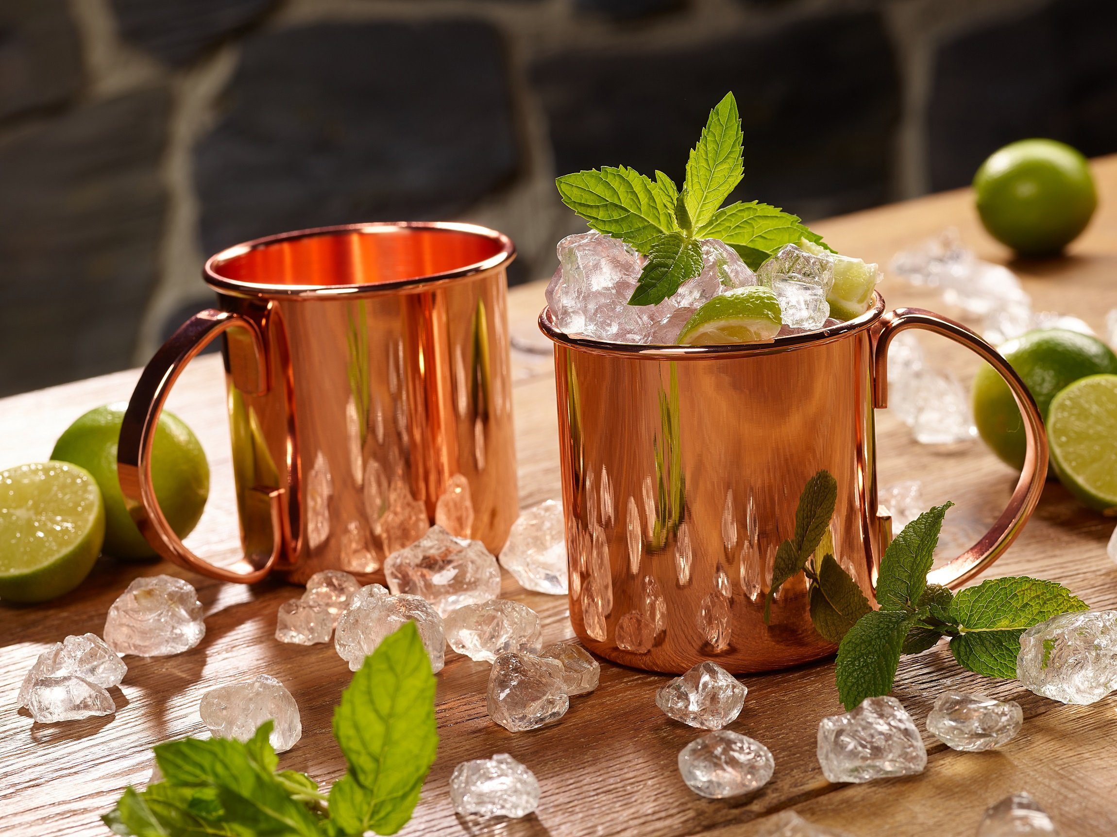 ECHTWERK Becher, 4-tlg., Edelstahl Rostfrei, Moscow Mule Kupferbecher, Cocktailgläser, bruchsicher, 450 ml, 4tlg