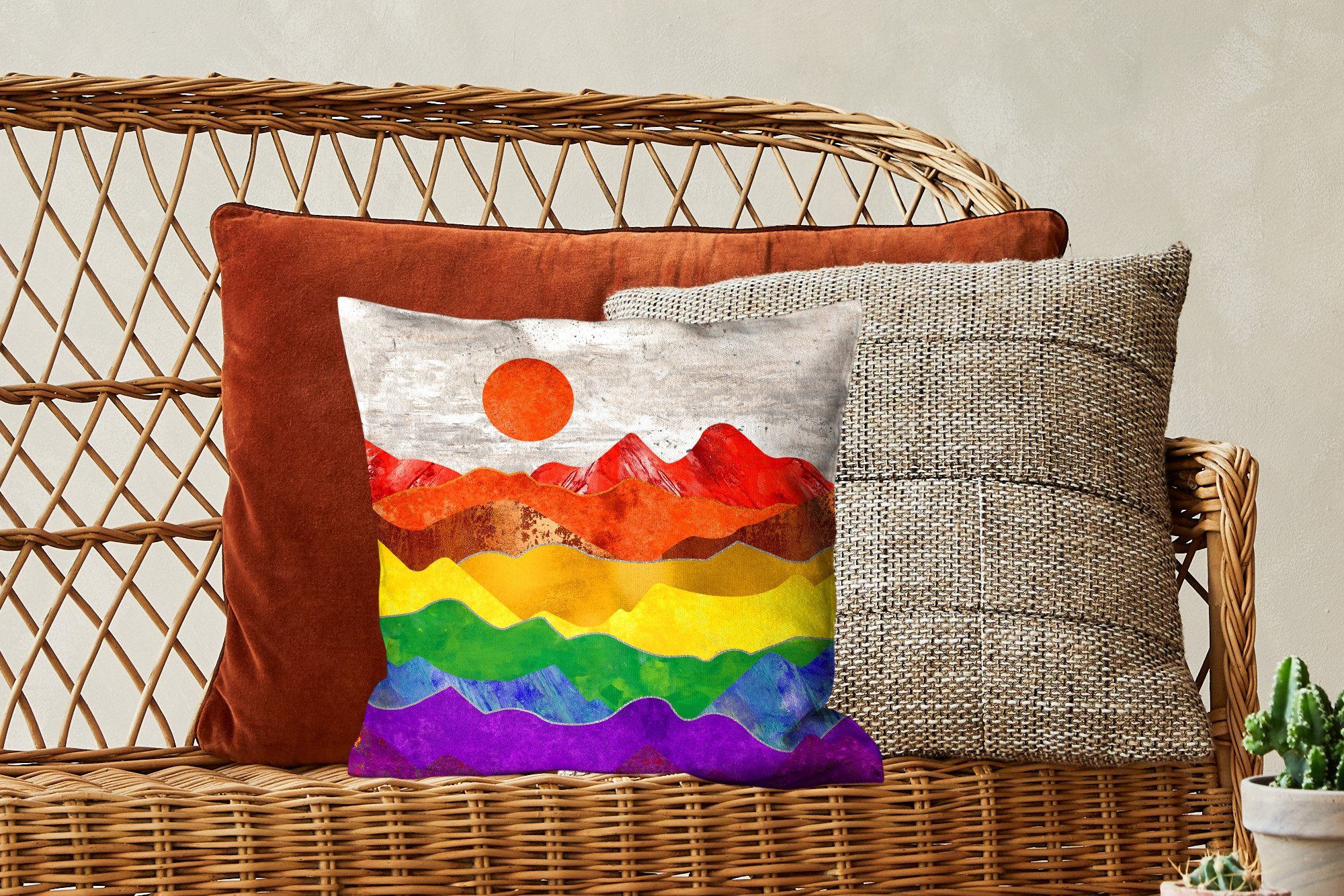 Füllung Wohzimmer, MuchoWow Schwul, Deko, mit - Schlafzimmer, Sofakissen Dekokissen - Regenbogen Zierkissen für Stolz