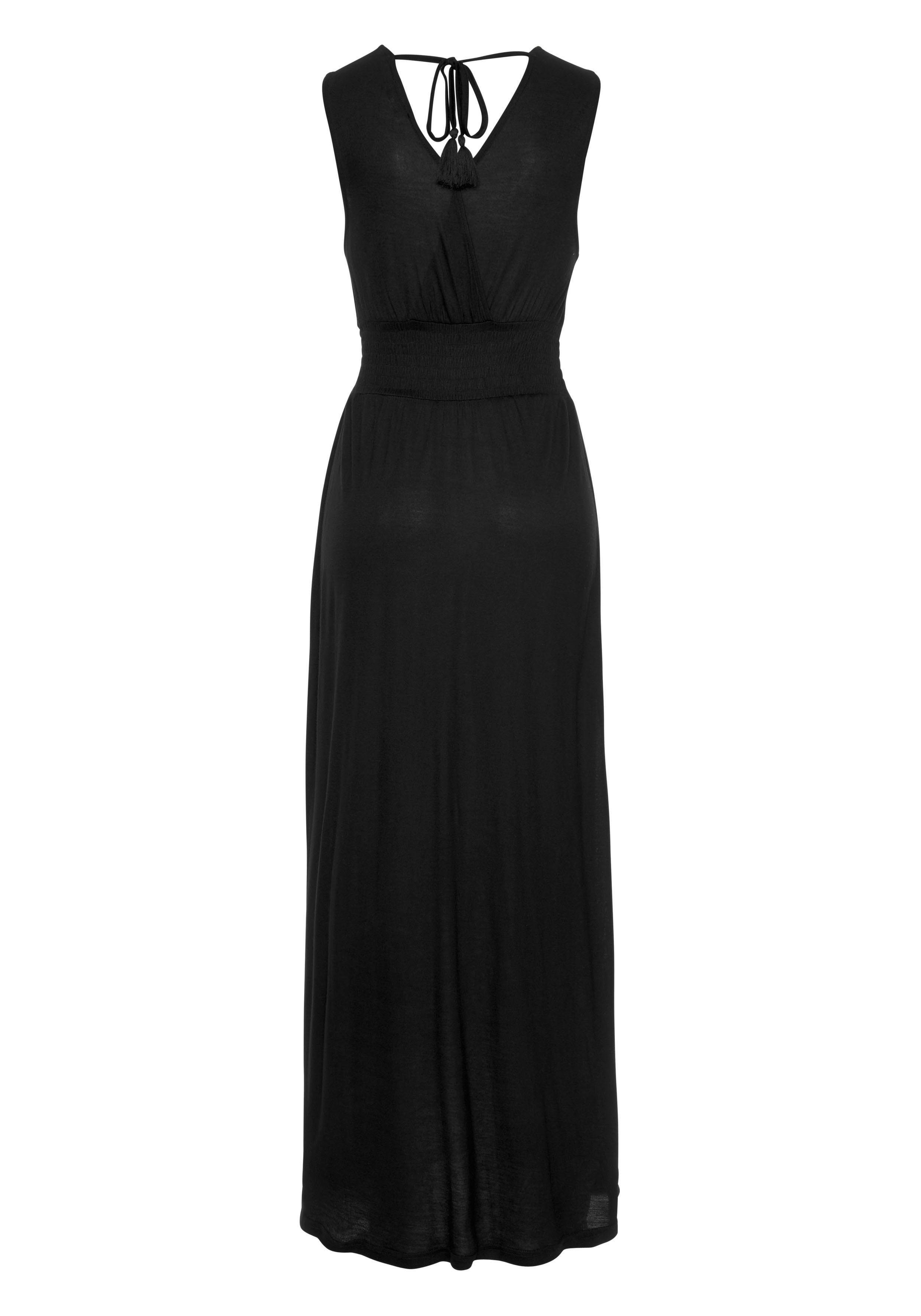 Buffalo Maxikleid mit Druck am Vorderteil und Bindeband hinten langes Sommerkleid, Jerseykleid, Boho-Kleid, casual-chic