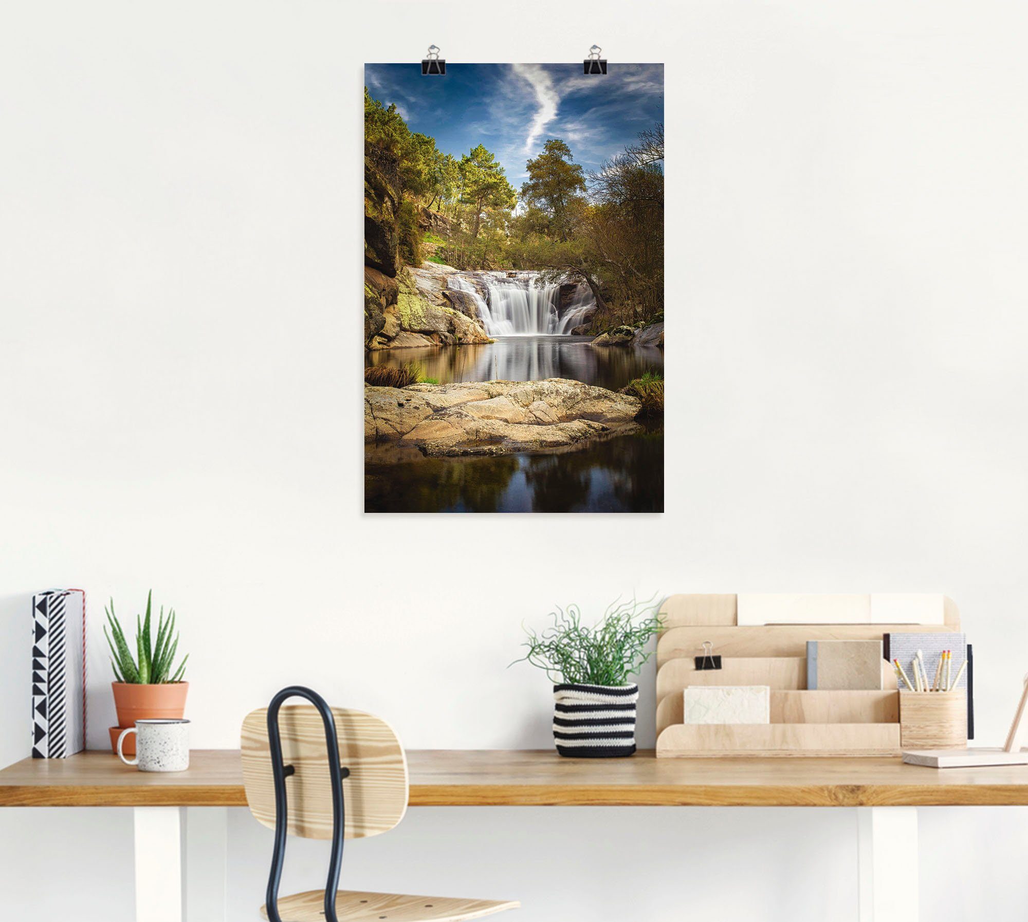 oder Wasserfallbilder Portugals, Wildbach als im Alubild, Wandbild (1 versch. in Artland Poster Leinwandbild, Norden Größen Wandaufkleber St),