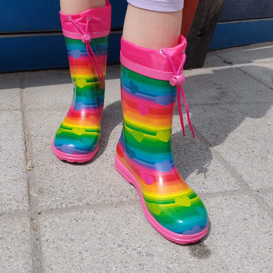 Beck Gummistiefel Regenbogen Gummistiefel (wasserdichter, schmaler Stiefel, für trockene Füße und gute Laune) herausnehmbare Innensohle, flexibler weicher Natur – Bild 4 von 5