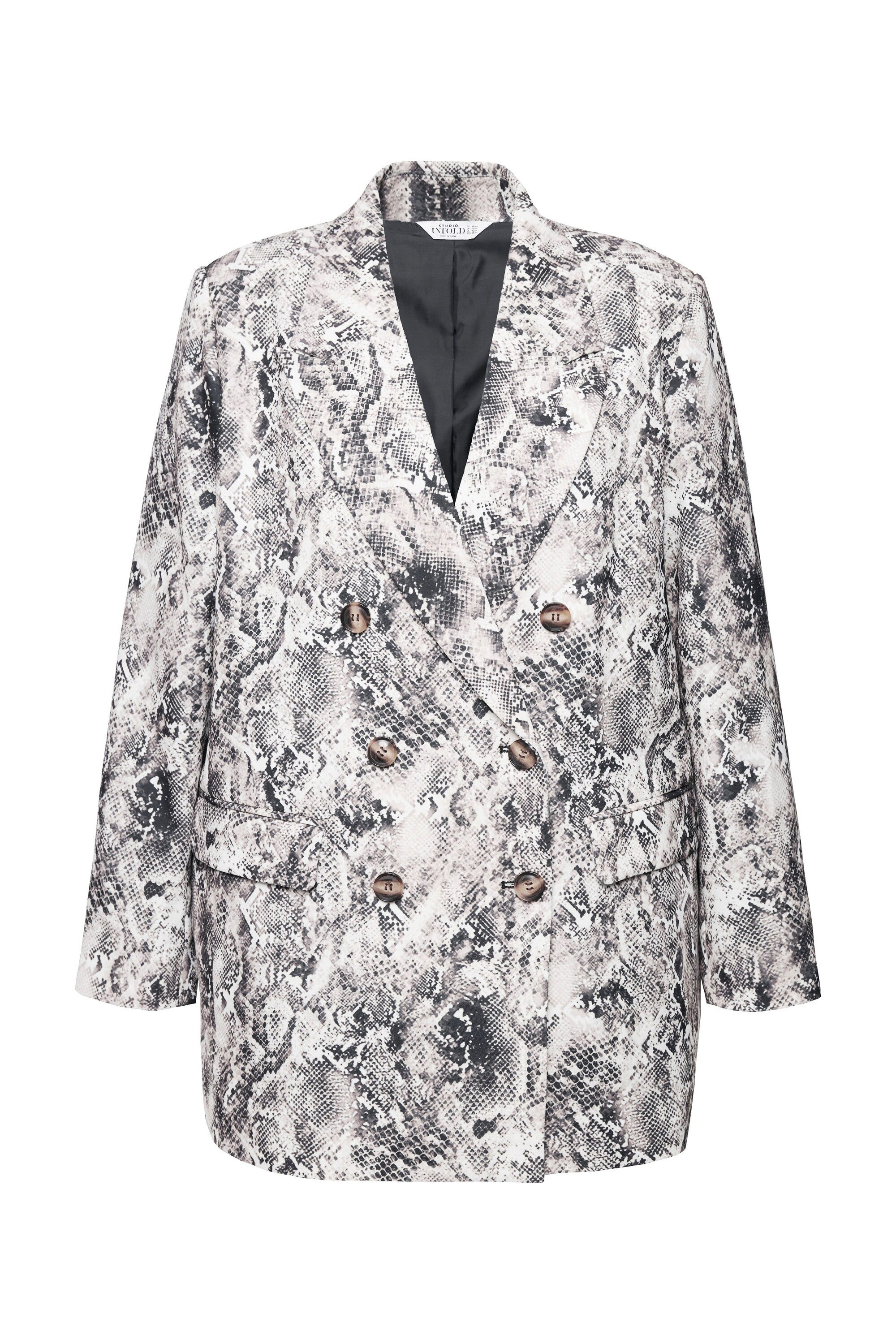 Studio Untold Blusenblazer Blazer Loose Shape Snake-Print doppelreihig