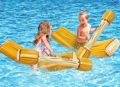 POPOLIC Luftmatratze Pool Spielzeug Erwachsene Kinder, (4Pcs Battle Log Raft Wasserspielzeug Outdoor, Starke StabilitäT Schwimminsel WasserhäNgematte Aufblasbare luftmatratze Wasser Pool Spielzeug)