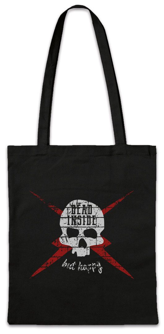 Beuteltasche Dead Inside But Happy Skull Stofftasche Death Schädel Totenkopf Slogan