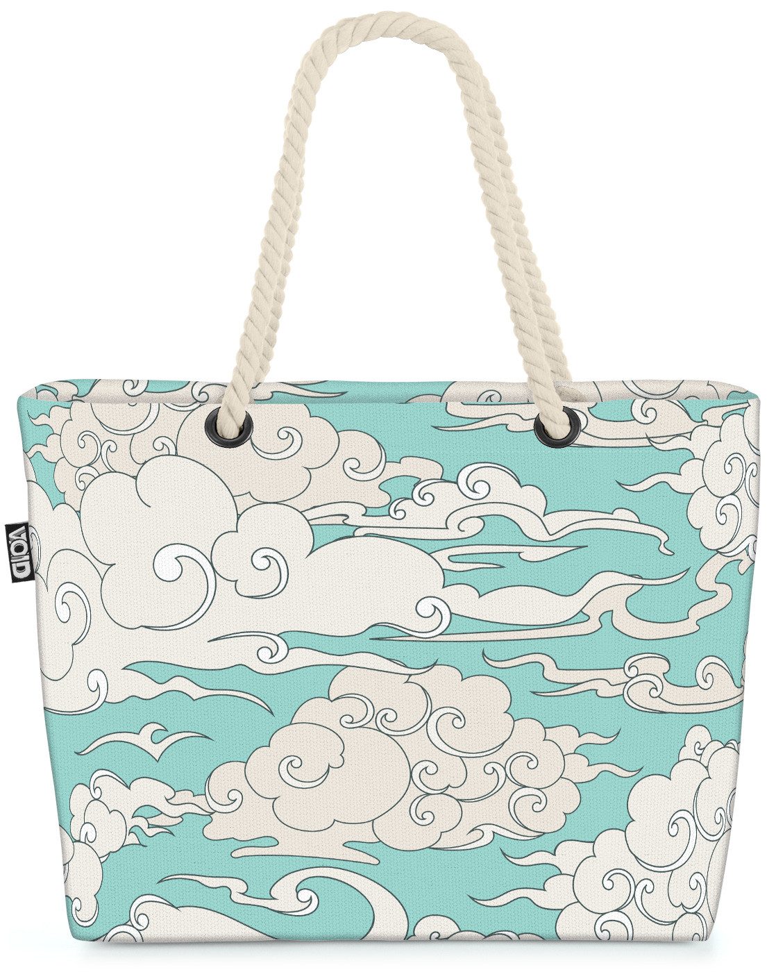 VOID Strandtasche Shopper Strandtasche, Wolkentanz Beach Bag Wolken Himmel Meer maritim Ozean Urlaub Mitelmee