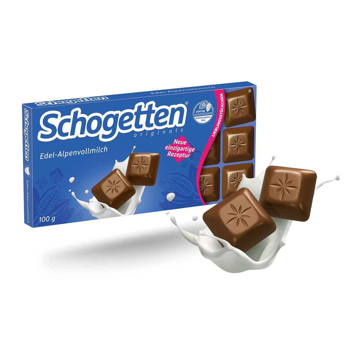 Schogetten Schokolade, Schogetten Edle Alpenvollmilch Schokolade Stück für Stück 100g