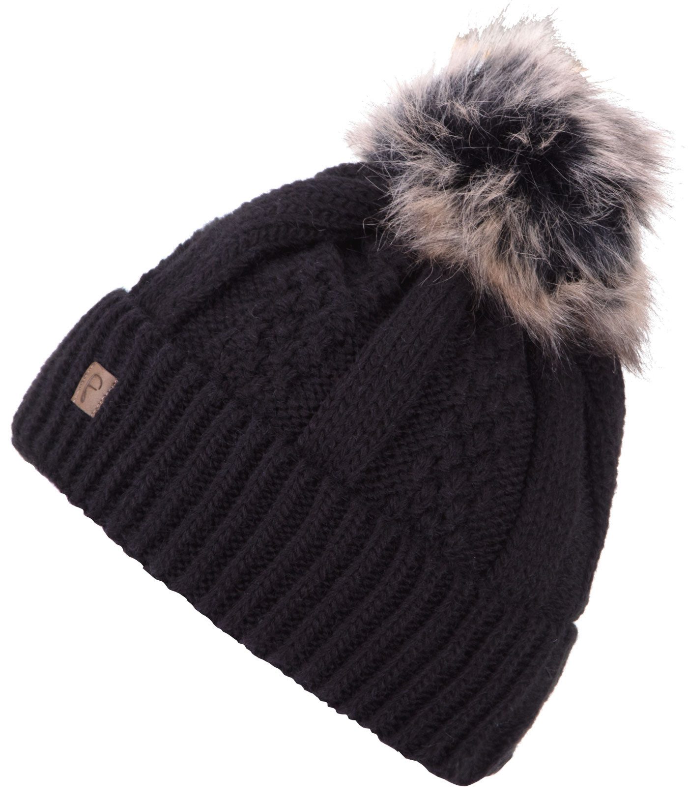 Faera Bommelmütze Wintermütze Damen Herren Mütze Beanie Haube gefüttert Bommelmütze 13