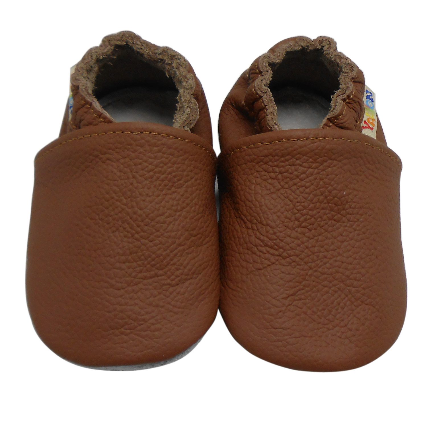 Yalion Yalion Baby Leder Lauflernschuhe Weiche Rutschfeste Lederpuschen Braun Krabbelschuh
