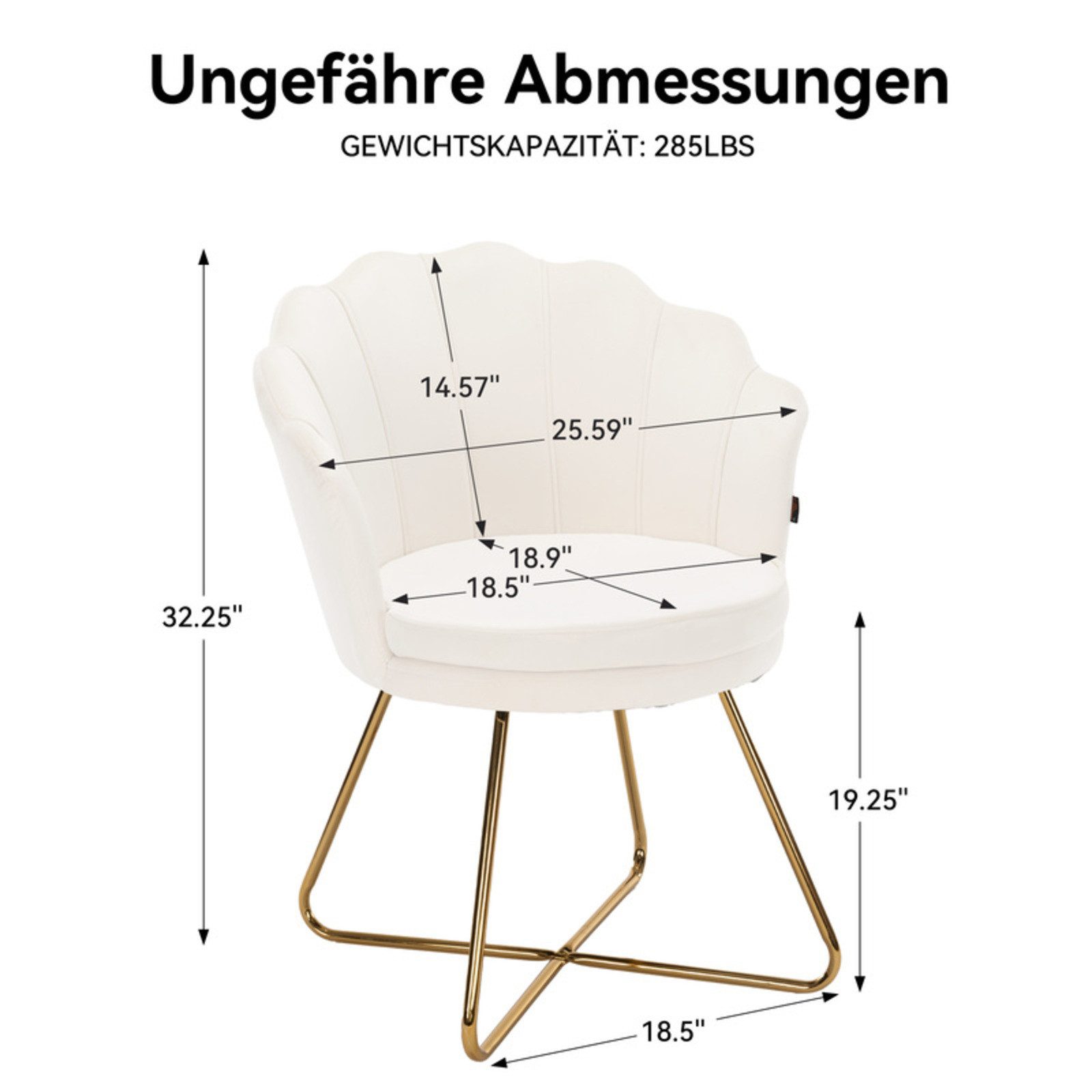 HawthyHome Polsterstuhl Polstersessel mit Blütenblatt-Rückenlehne & Goldene günstig online kaufen