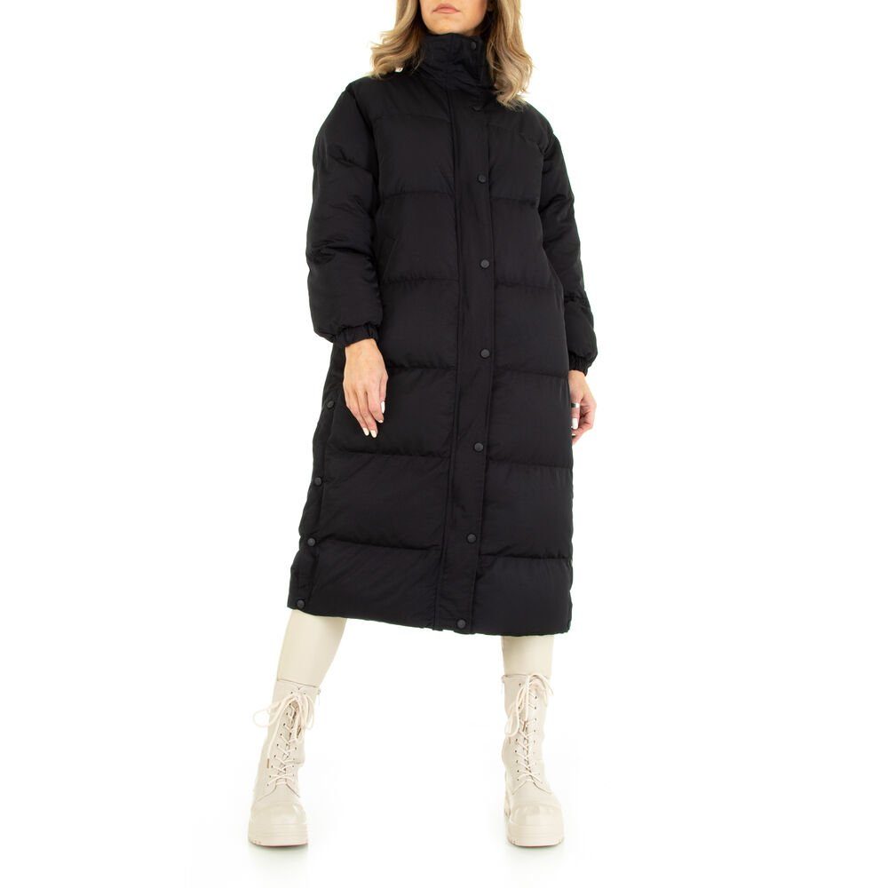 Ital-Design Wintermantel Damen Freizeit Gefüttert Mantel in Schwarz