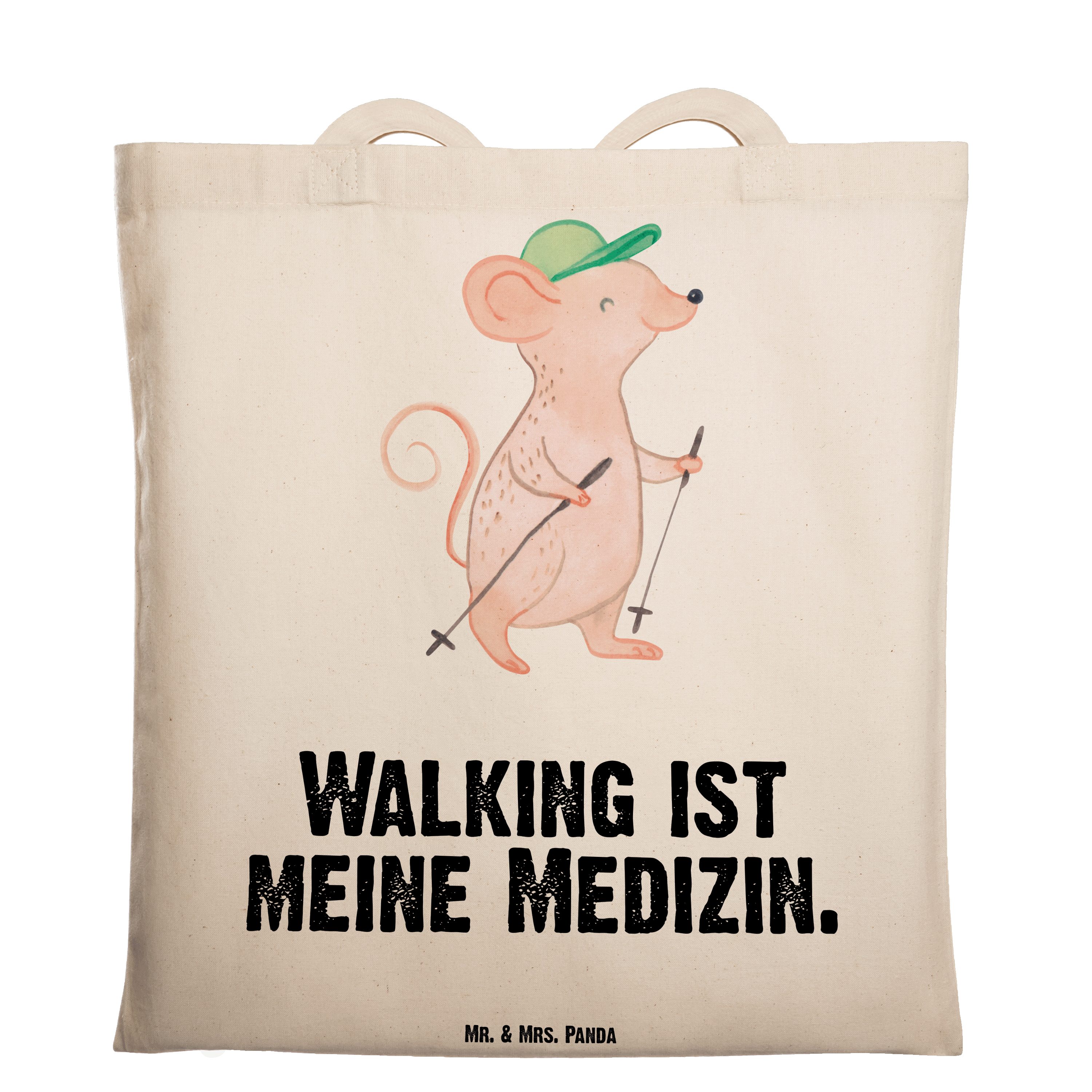 Walking (1-tlg) Mr. Transparent Geschenk, Maus Jutebeute Mrs. & - Tragetasche - Medizin Stoffbeutel, Panda