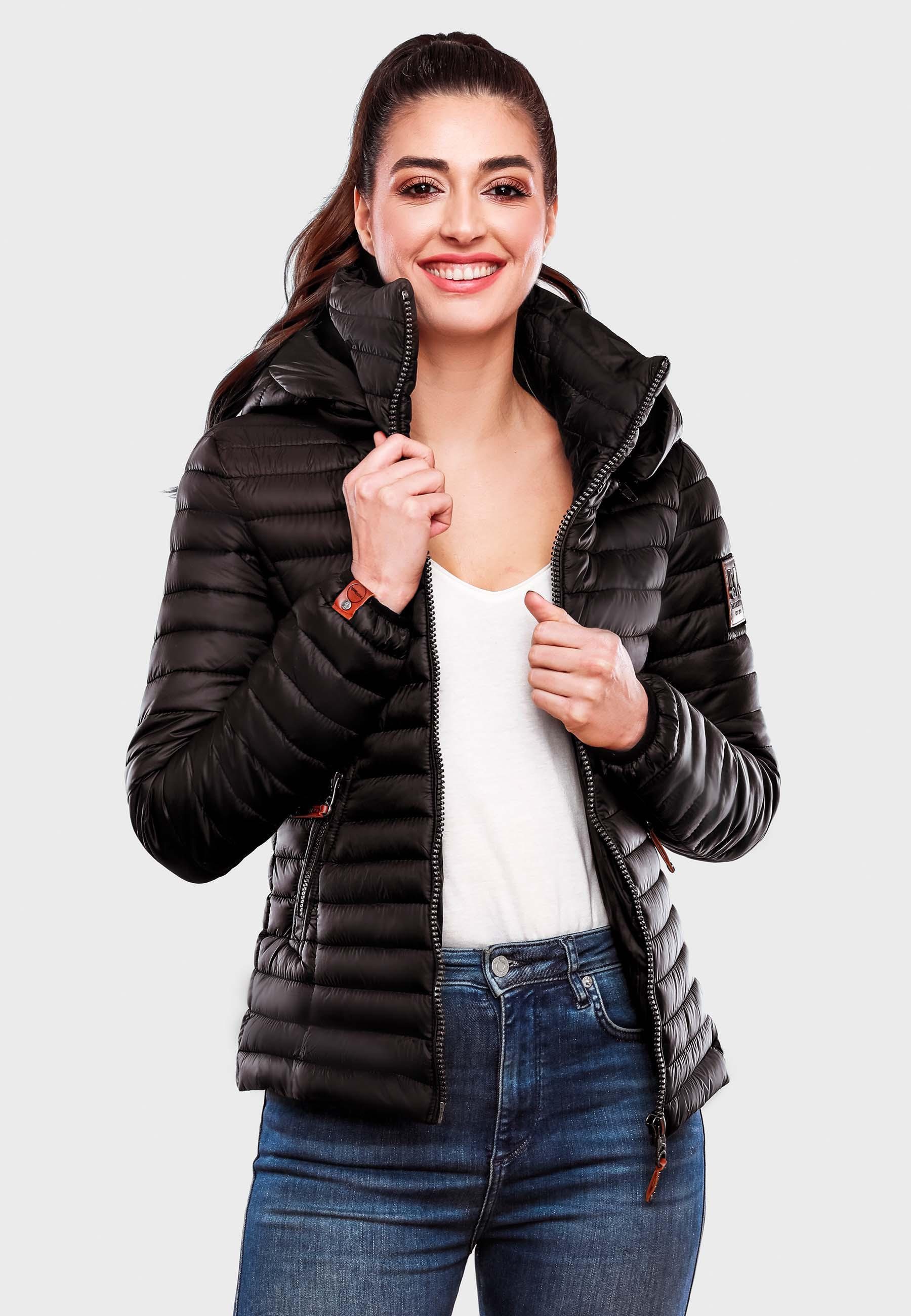 Kapuze black mit abnehmbarer Übergangsjacke stylische Steppjacke Löwenbaby Marikoo