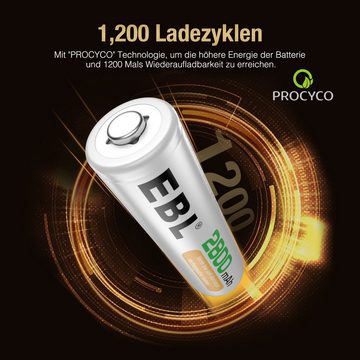 EBL AA Wiederaufladbar Batterien, AA Akku 2800mAh mit hoher Kapazität Akku (1,2 V), 1.2V Micro AA