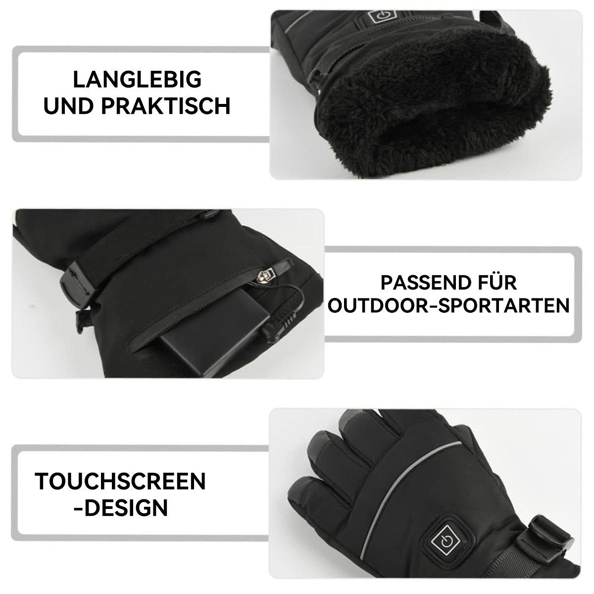 DOPWii Fahrradhandschuhe Beheizte stufige Temperaturregelung Handschuhe,Wasserdicht,Winddicht,3