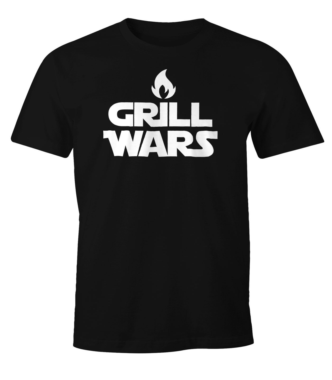 MoonWorks Print-Shirt Herren T-Shirt Grill Wars Fun-Shirt Moonworks® mit Print schwarz
