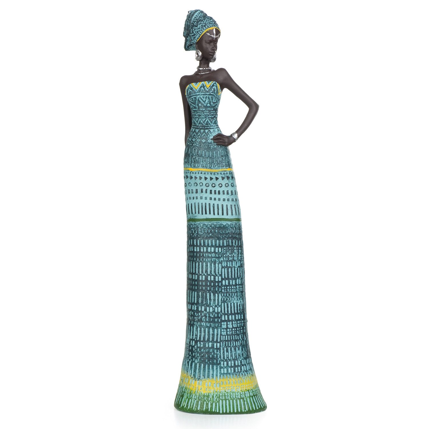 Moritz Dekofigur Afrikanische Frauen Kunstfigur kulturell blau, Polyresin Фигурки Deko Geschenk Geometrische TierFigur Modern Skulptur