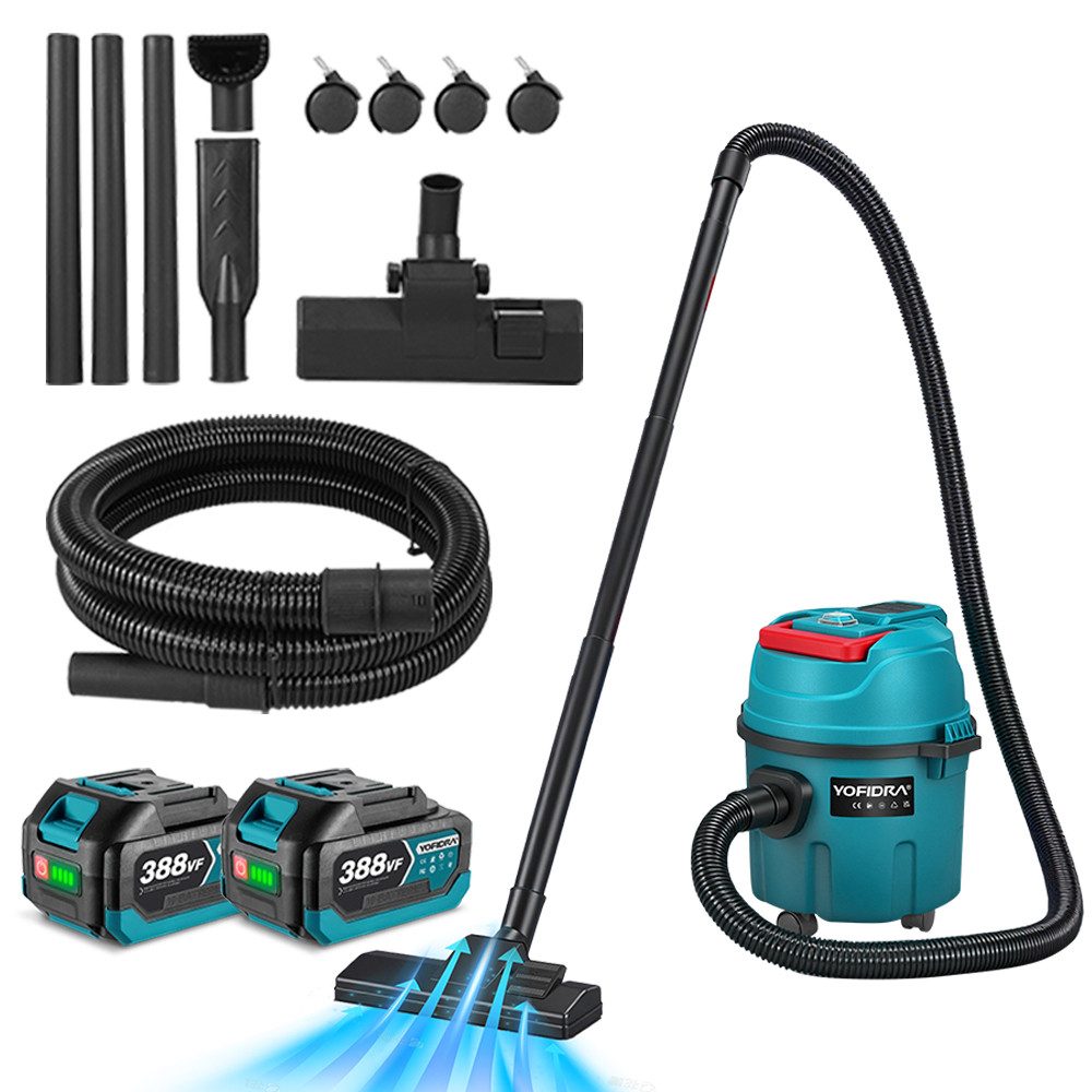 Yofidra Bodenstaubsauger Staubsauger mit 2x Akkus, Hygiene-Filter, platzsparend, leicht, 800 W, beutellos, 800W Compact Staubsauger für Parkett/Teppich/Fliesen