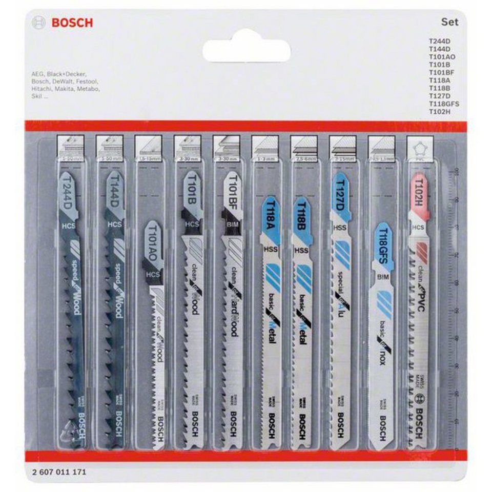 Bosch Accessories Stichsägeblatt Bosch Accessories 2607011171  Stichsägeblatt-Set All in One, 10-teilig