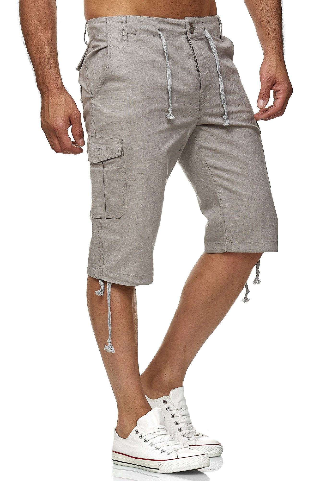 Reslad Leinenhose Reslad Leinen Cargo Shorts Männer Strandhose Herren Leinenhose 3/4 (1-tlg) Strandhose im Leinen-Look mit Cargotaschen