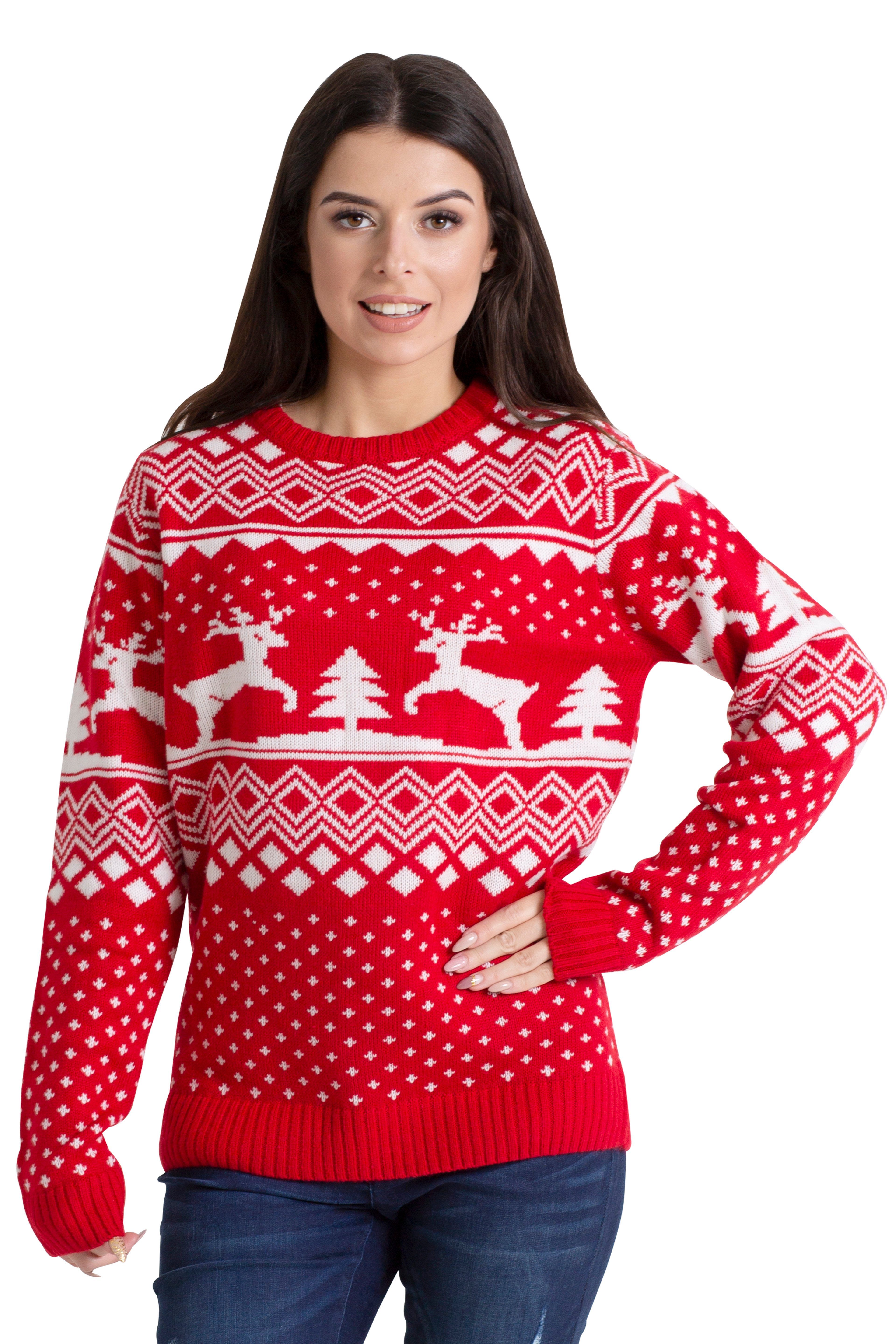 BlauerHafen Weihnachtspullover Damen Weihnachts Pullover lange Ärmel Knit Rundhals Christmas Jumper