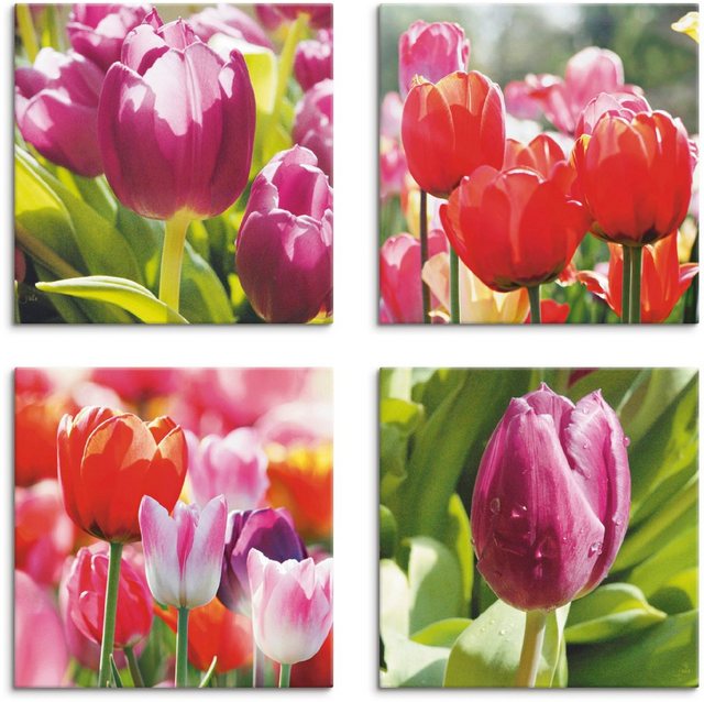 Artland Leinwandbild »Frühling und Tulpen«, Blumen (4 Stück)-Otto