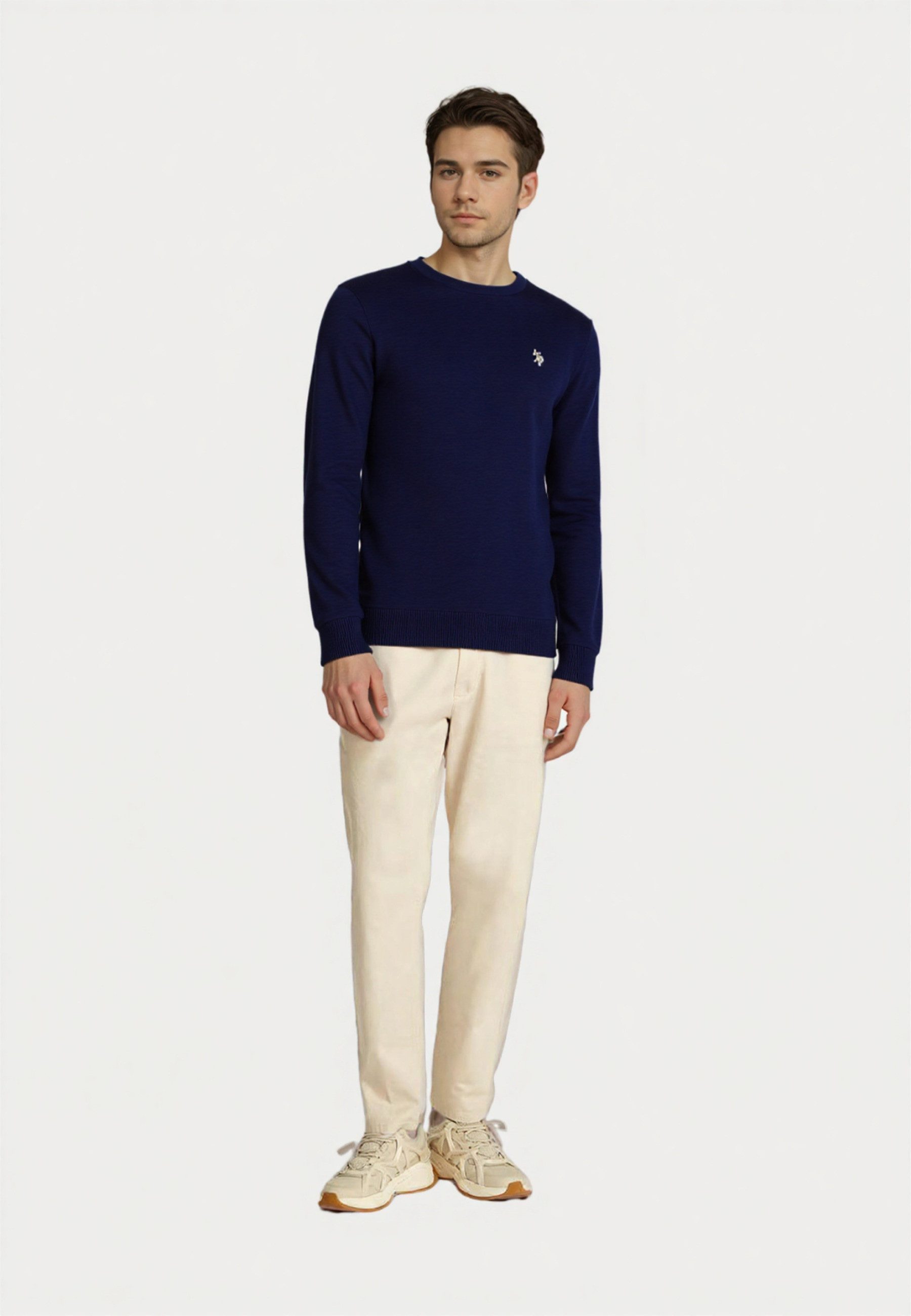 U.S. Polo Assn. Strickpullover Pullover Rundhals Feinstrick (1-tlg)