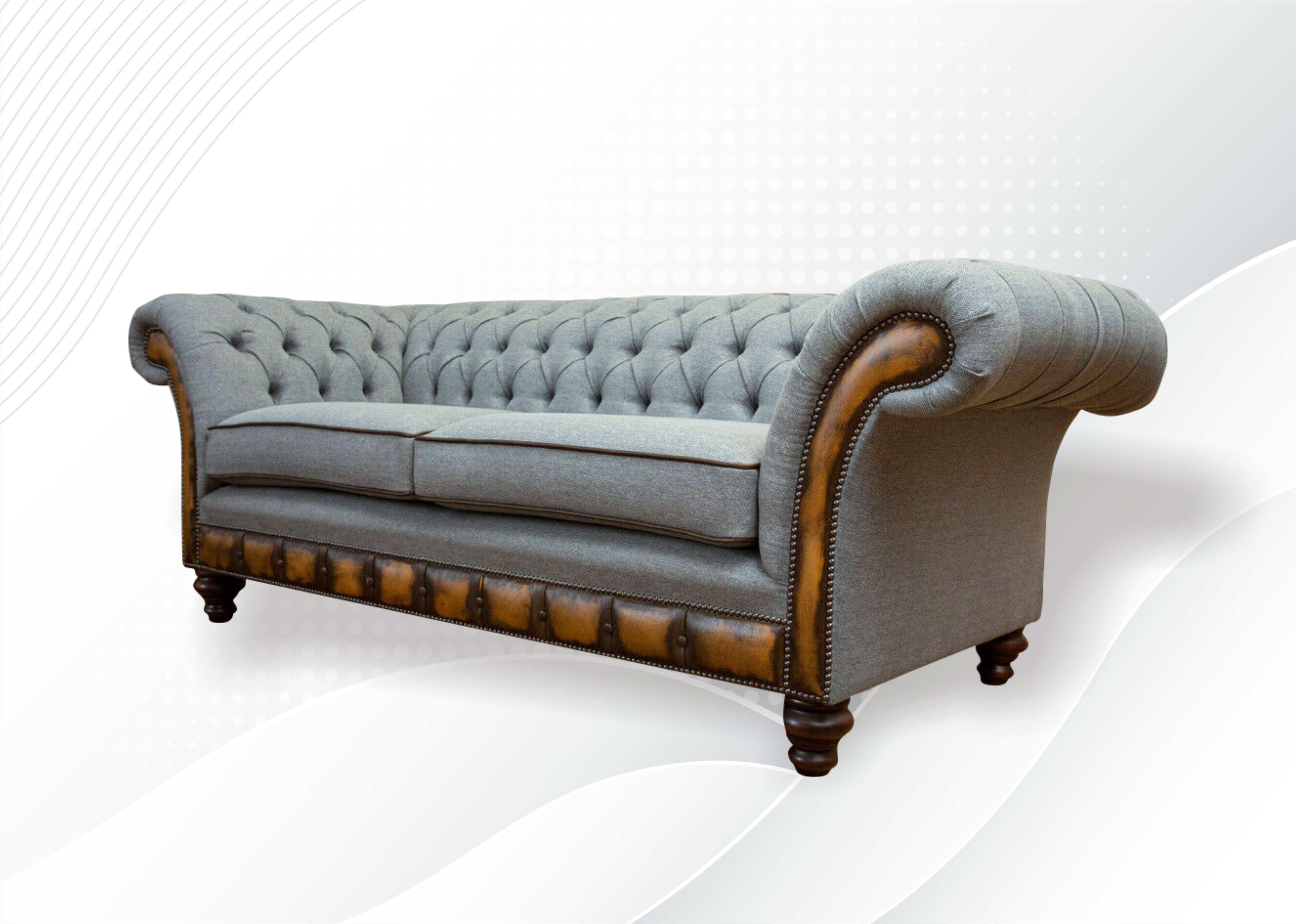 JVmoebel Chesterfield-Sofa, Chesterfield 225 Design Couch 3 cm Sofa Sitzer