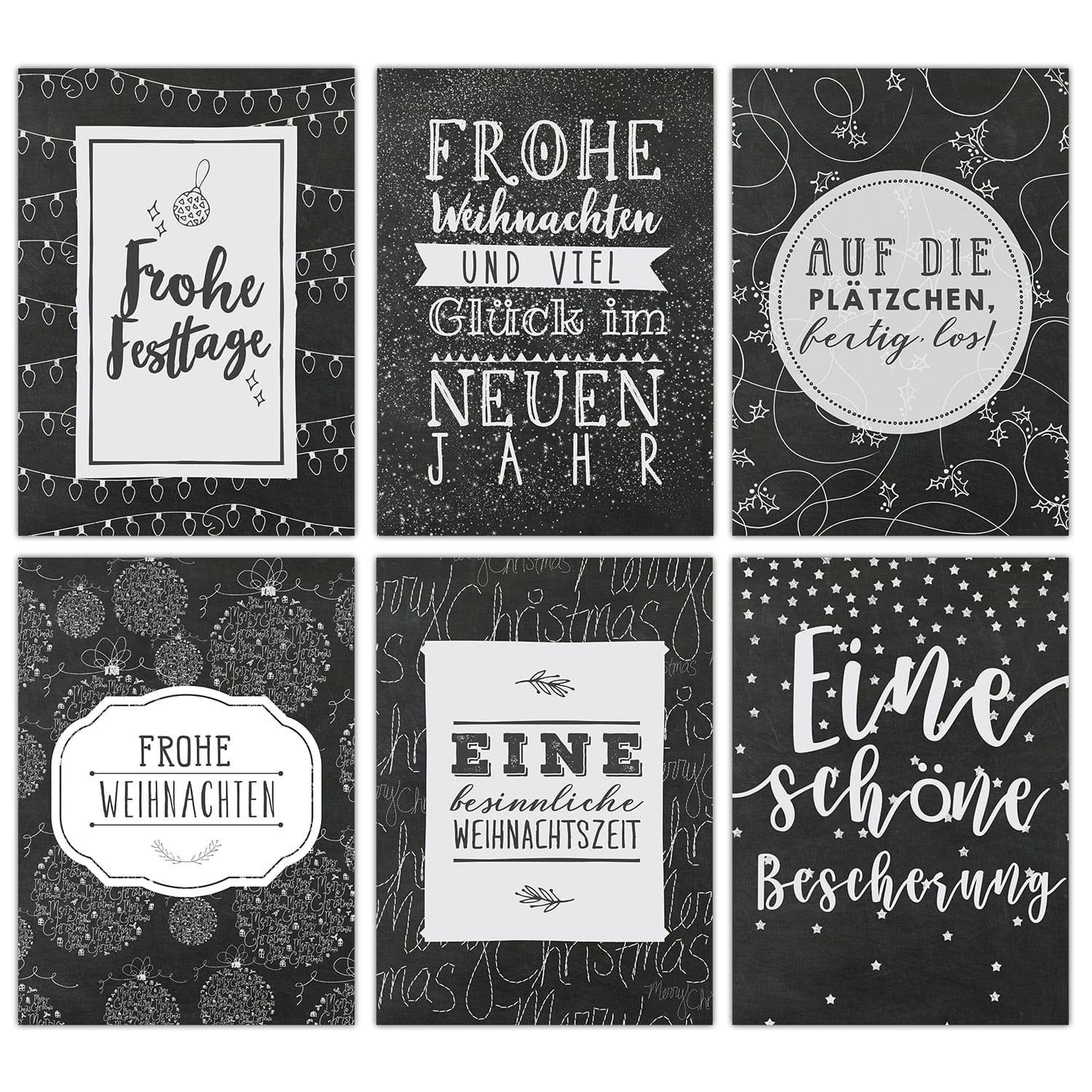 PAPIERDRACHEN Weihnachtskarte Weihnachtskarten Set - 12 gestaltete Postkarten zu Weihnachten