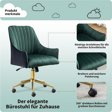 JOEAIS Bürostuhl Chefsessel Schreibtischstuhl Stuhl Drehstuhl Computerstuhl (Drehstuhl Samt Bürosessel Schminkstuhl mit Rädern), 150 kg Bürostuhl Ergonomisch Bürosessel mit Rollen und Wippfunktion